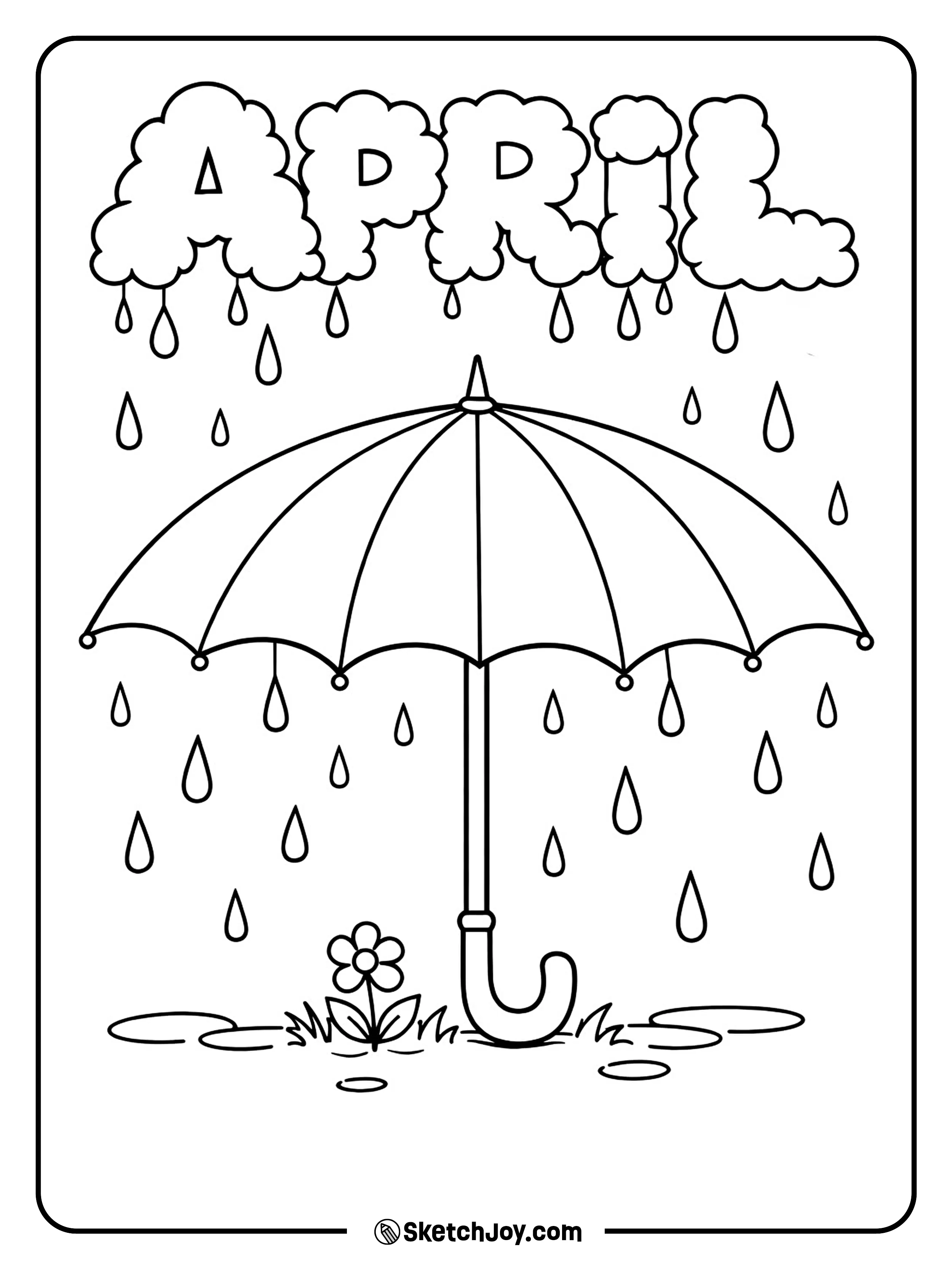 A big umbrella with raindrops makes a fun spring scene.