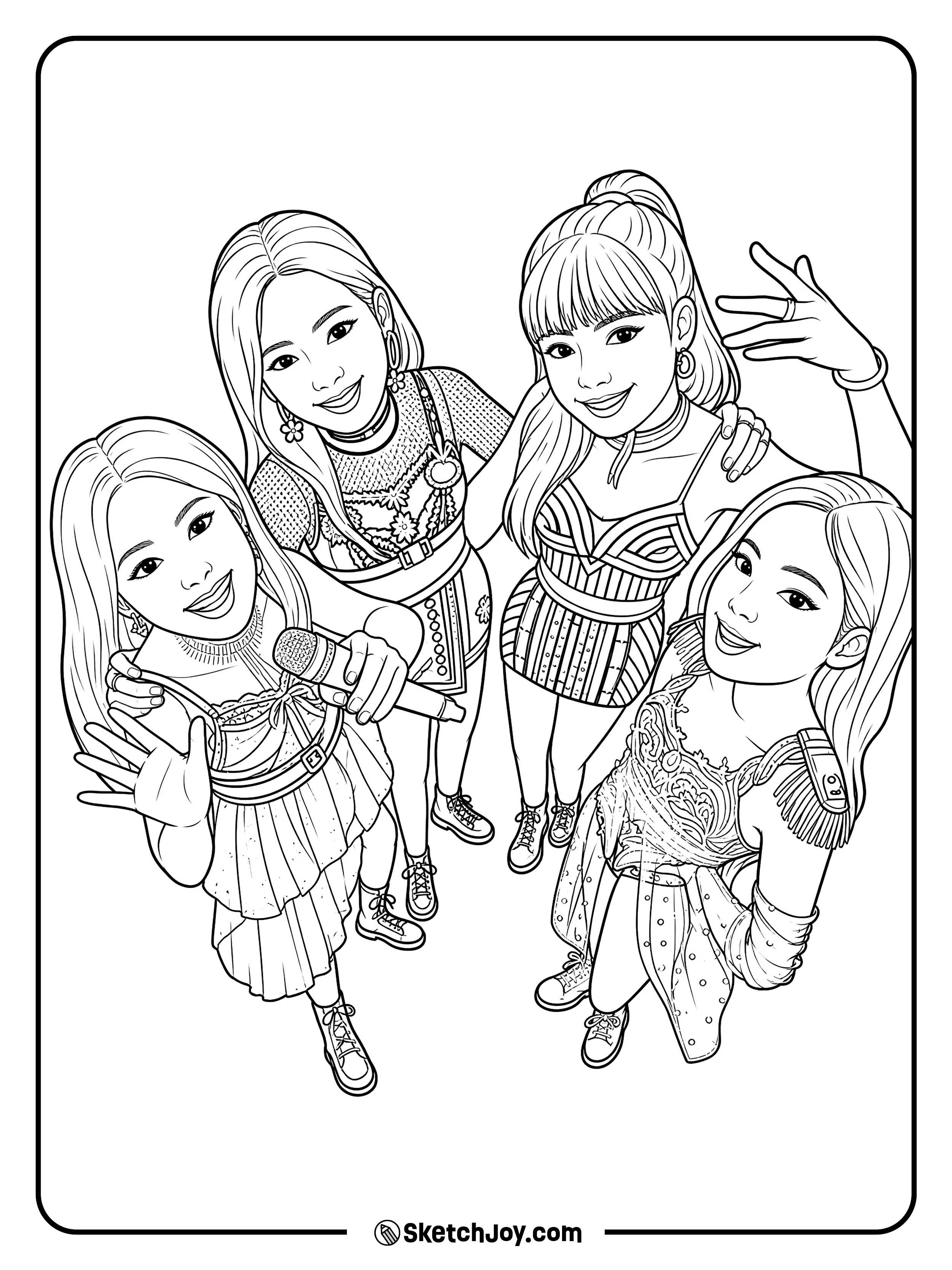 The BLACKPINK members smile together like a fun fan selfie.
