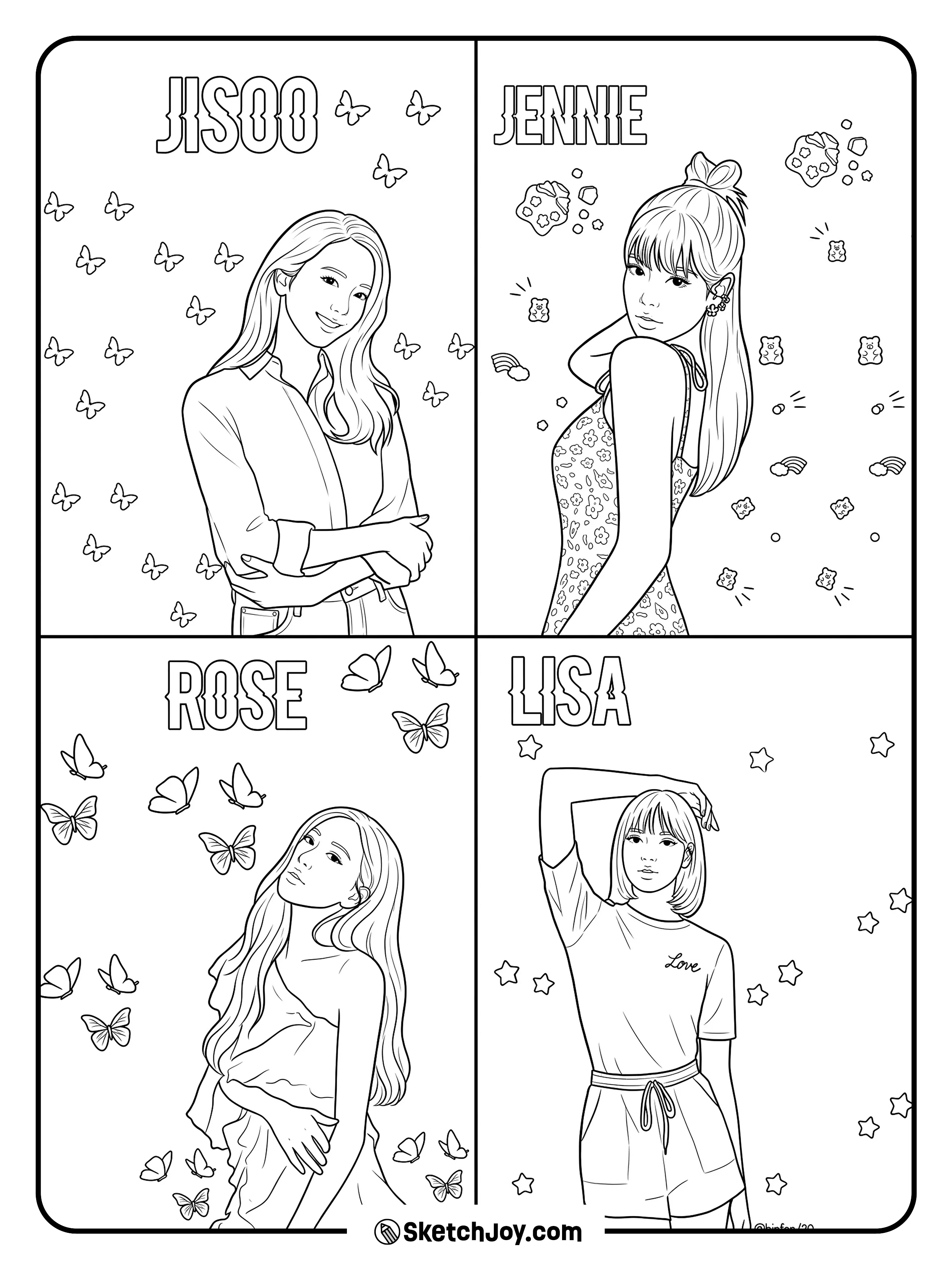 Jisoo, Jennie, Rosé, and Lisa each have their own fun portrait box.