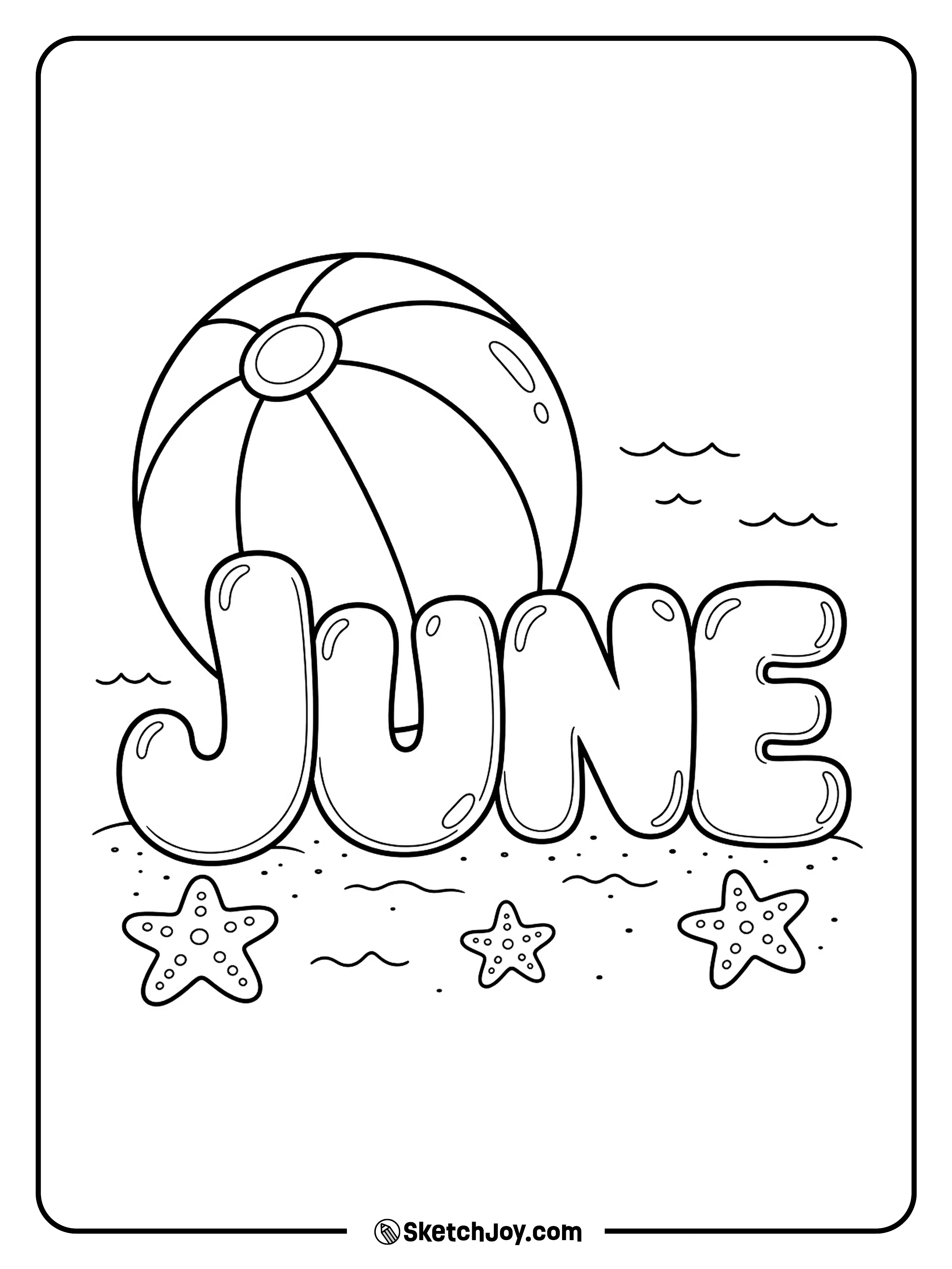 A beach ball and bold letters bring sunny fun.
