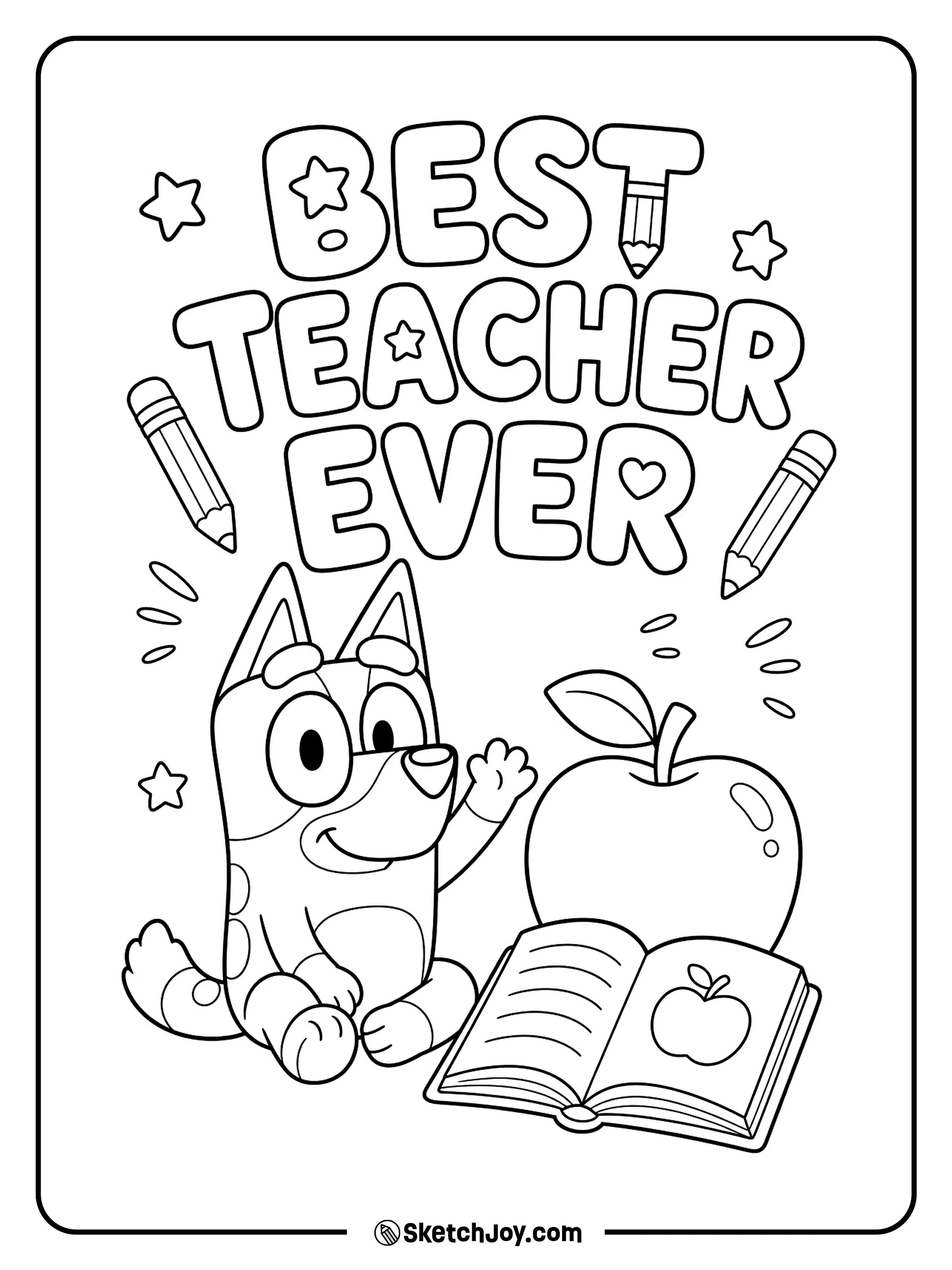 Bluey shares a sweet school message with a big smile.