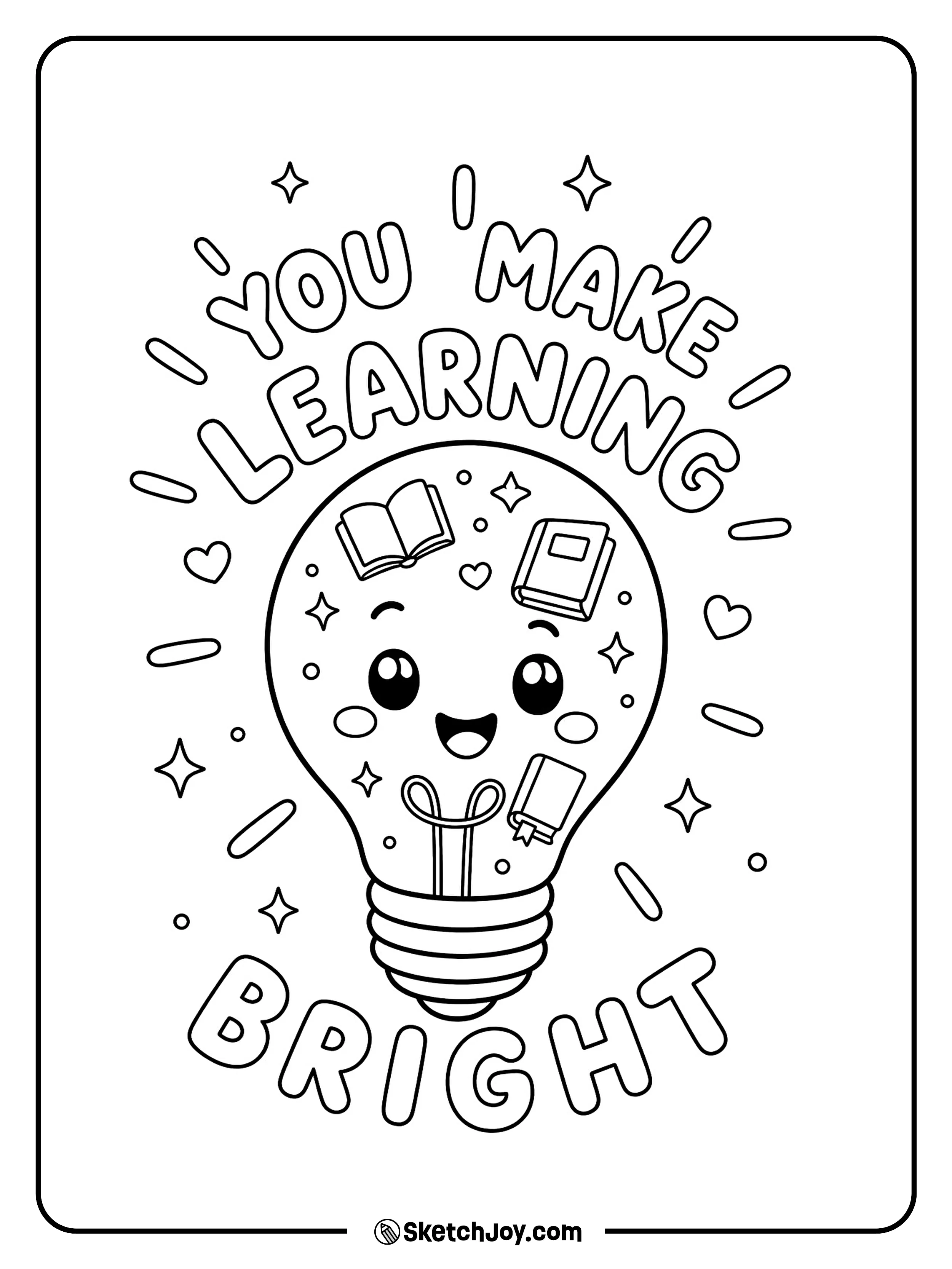 A light bulb shines with a message for a smart teacher.