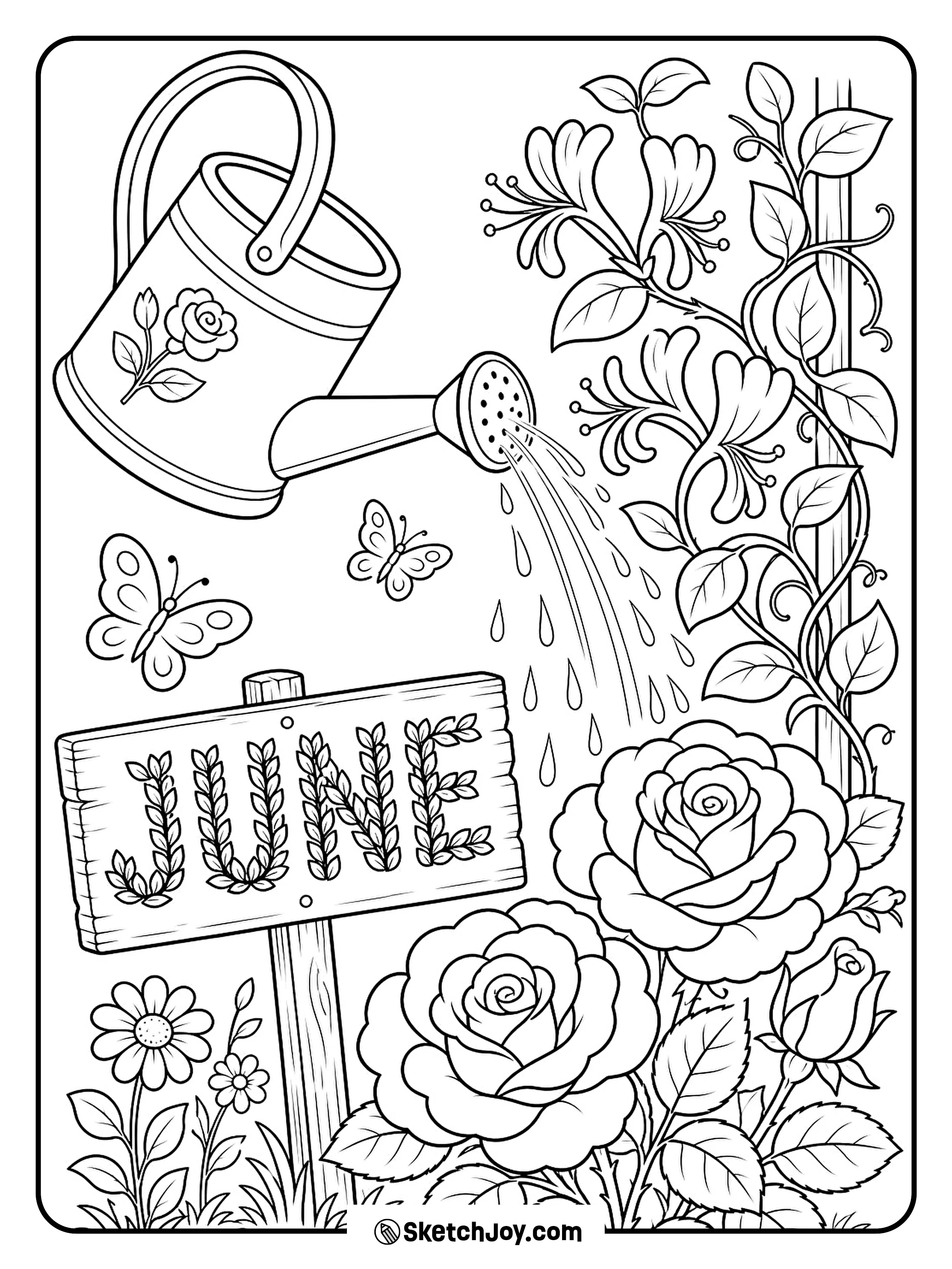 A watering can helps flowers bloom.