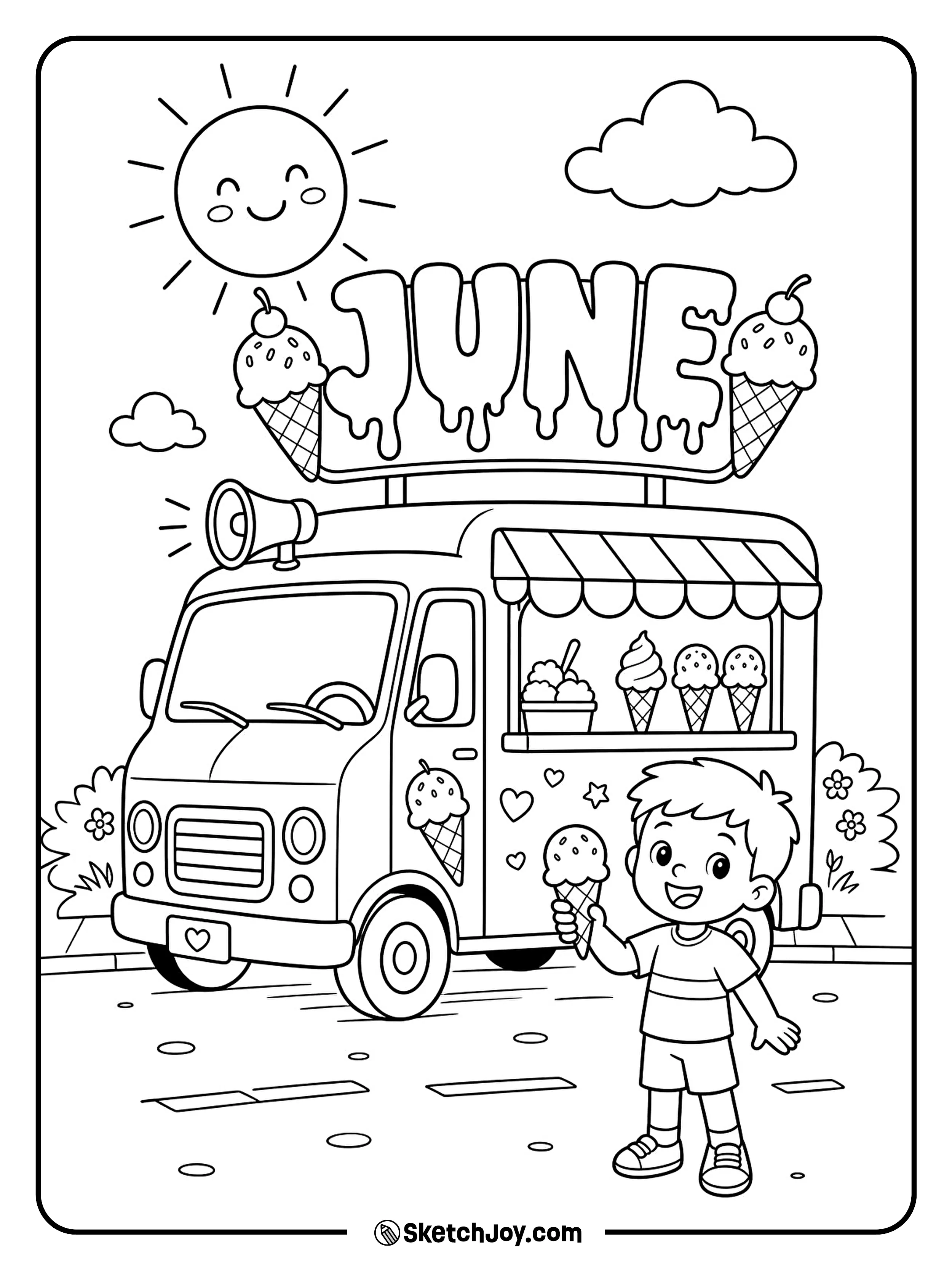 A small truck serves sweet treats on a warm day.