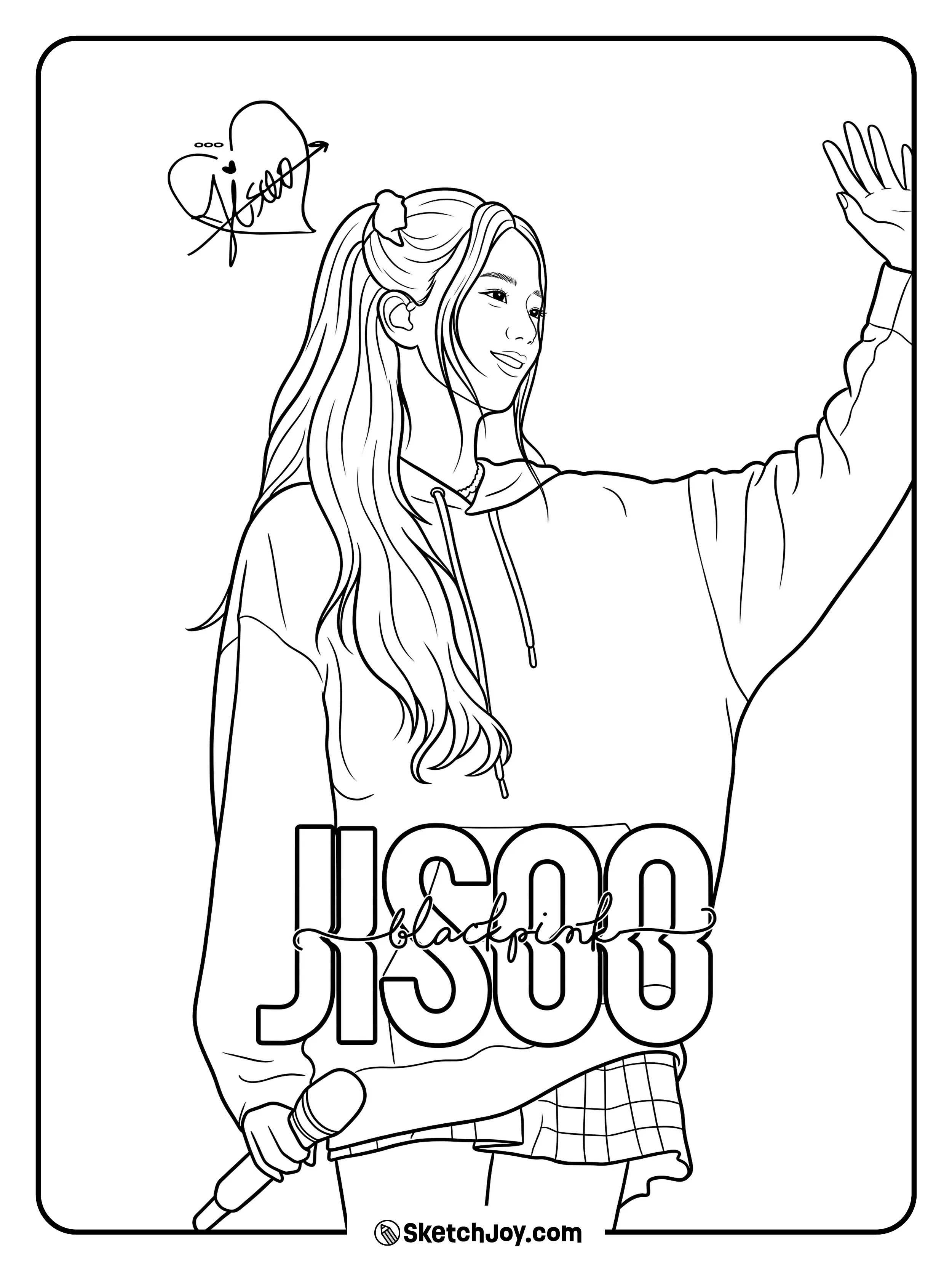 Jisoo waves with a bright smile while holding a microphone.