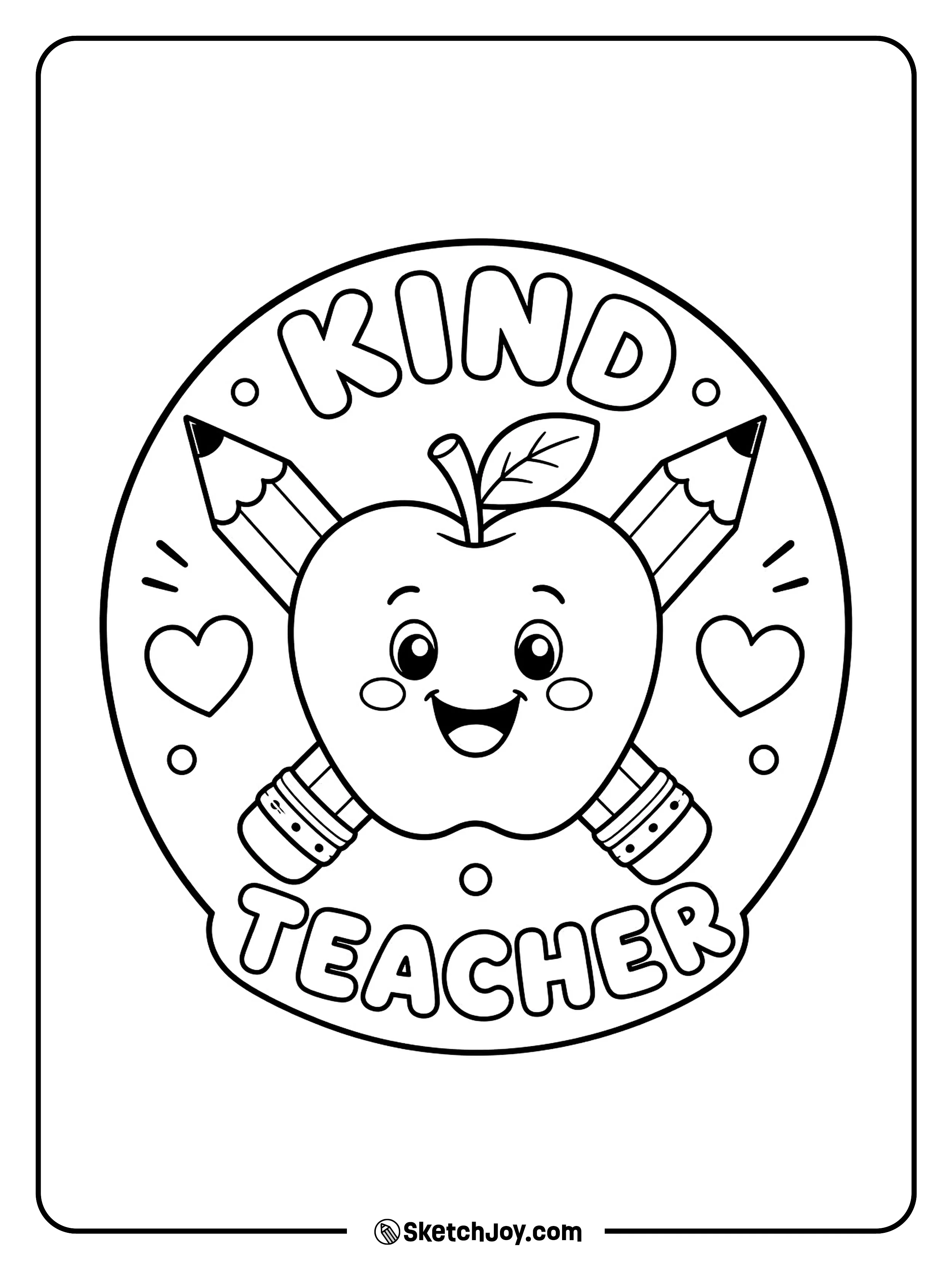 A badge celebrates a kind and caring teacher.