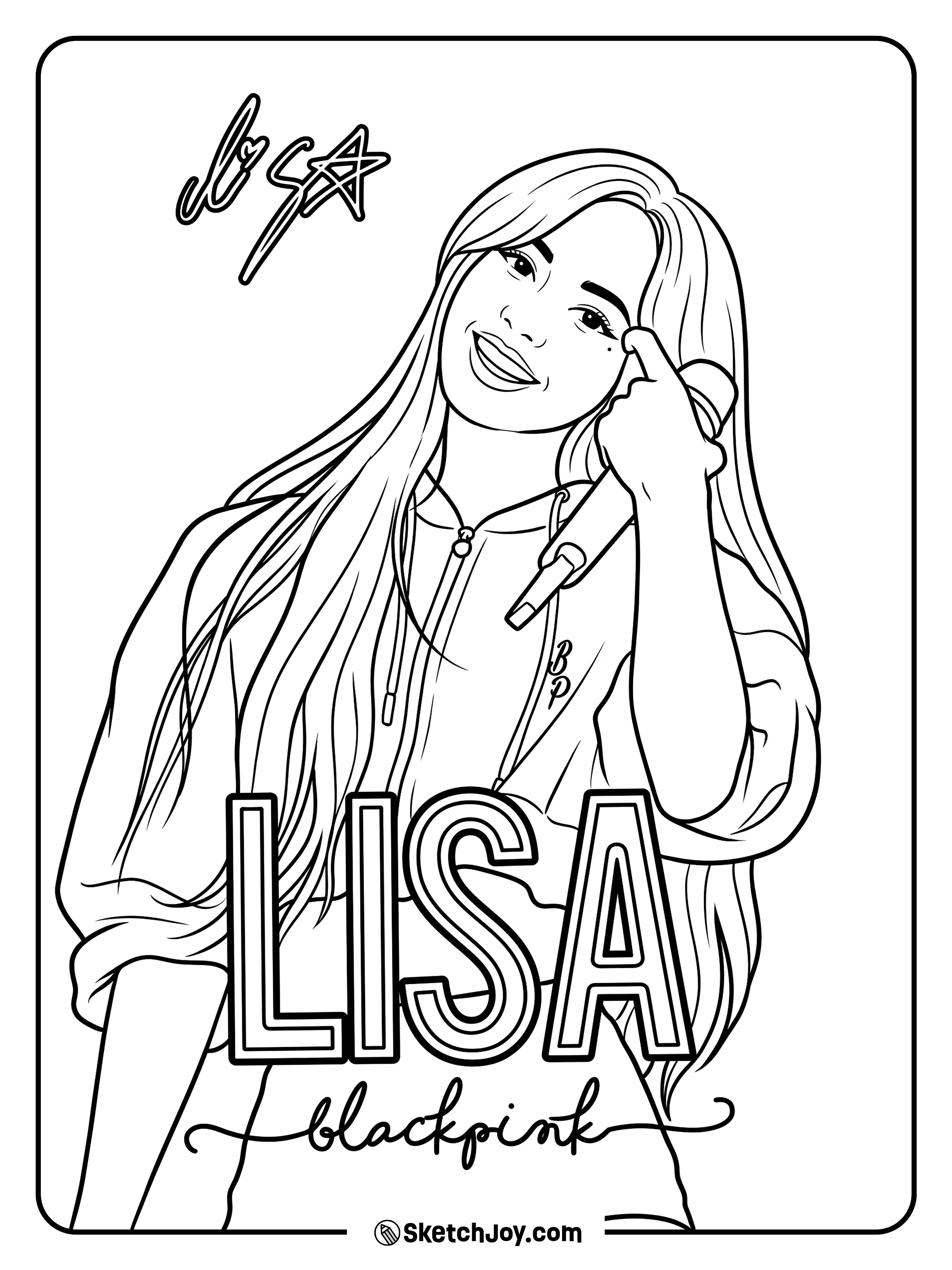 Lisa smiles with a mic and makes a sweet heart sign.
