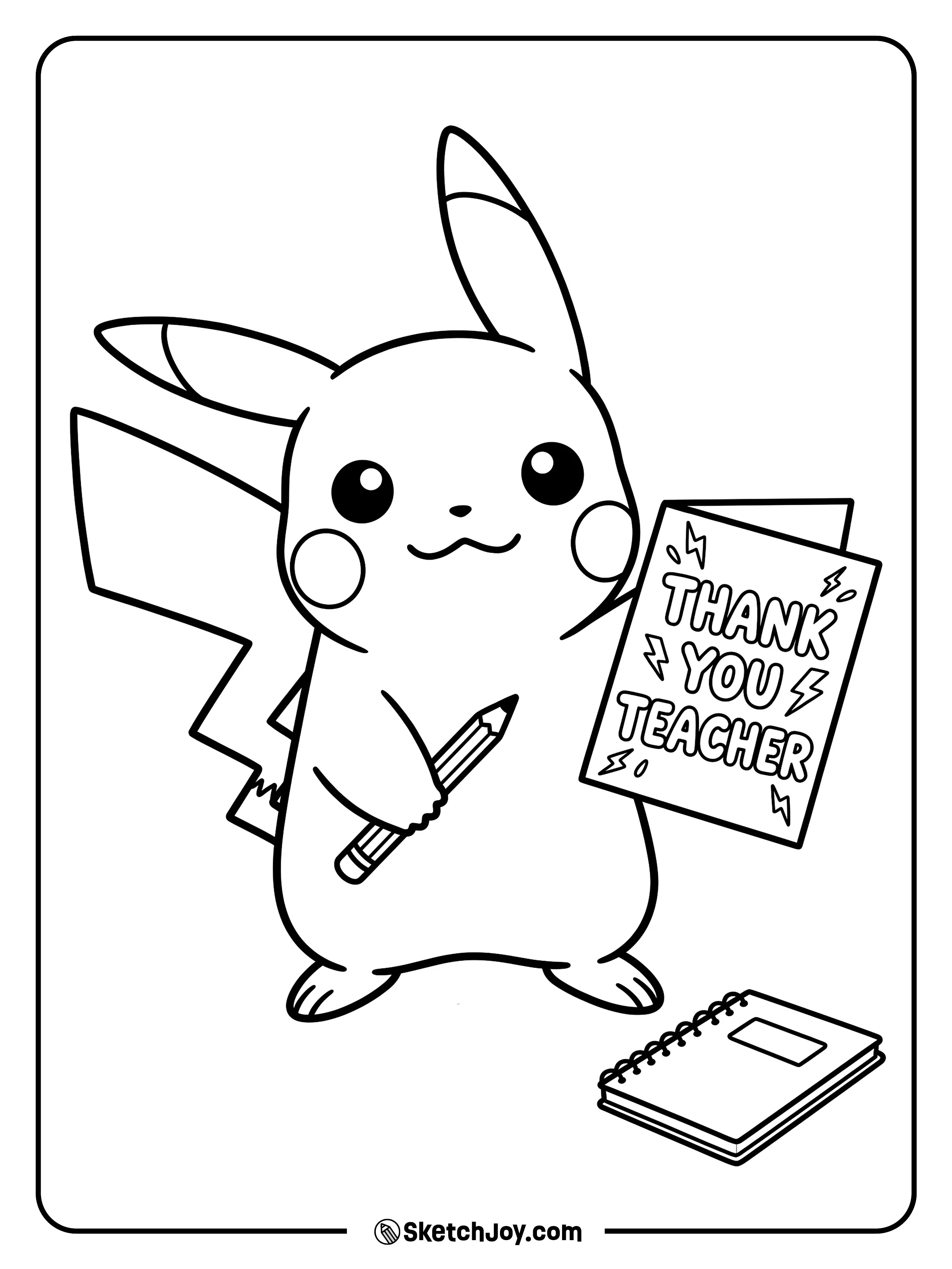 Pikachu brings bright joy and a sweet school note.