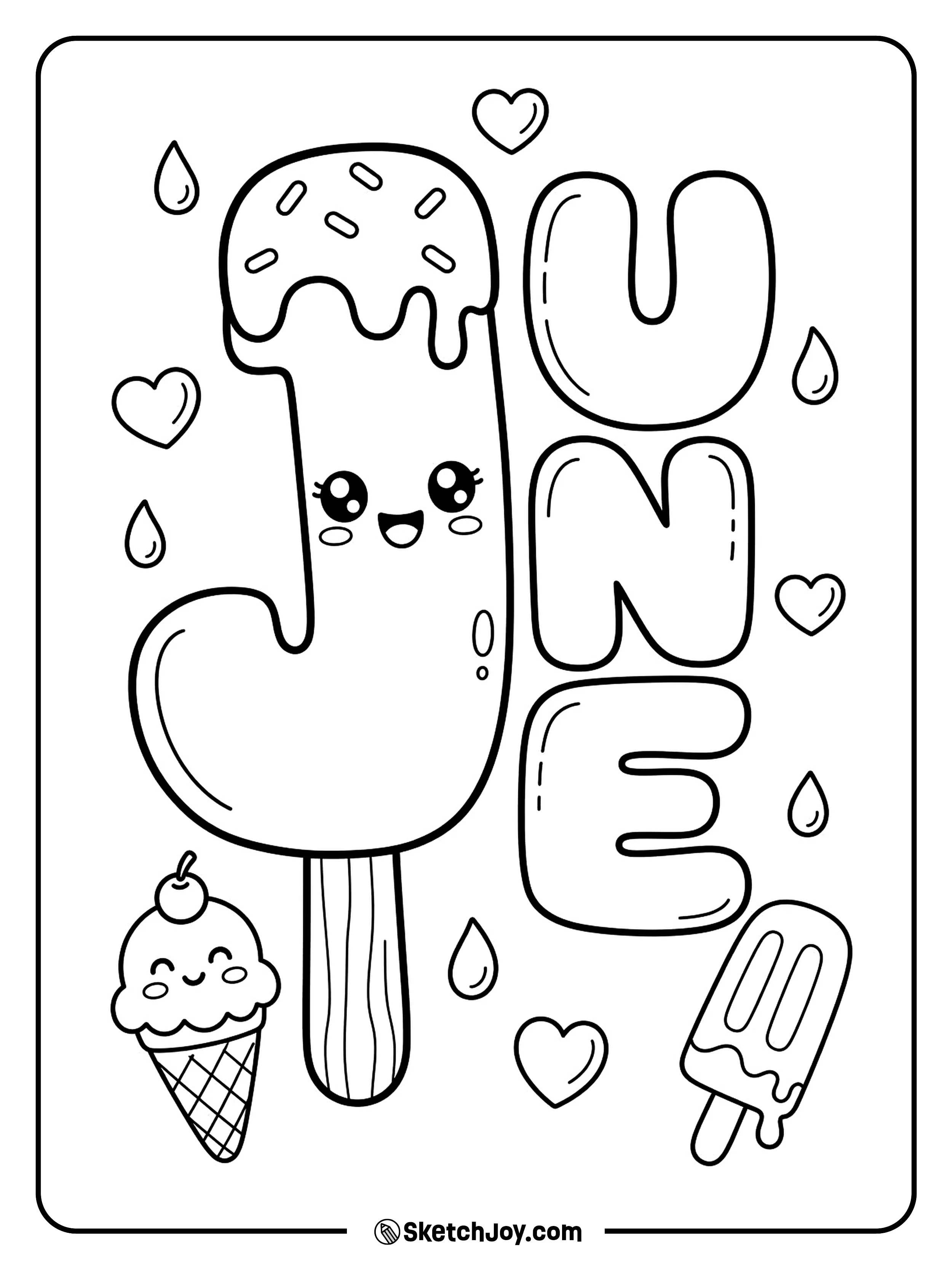 A cute popsicle gives the letters a summer look.