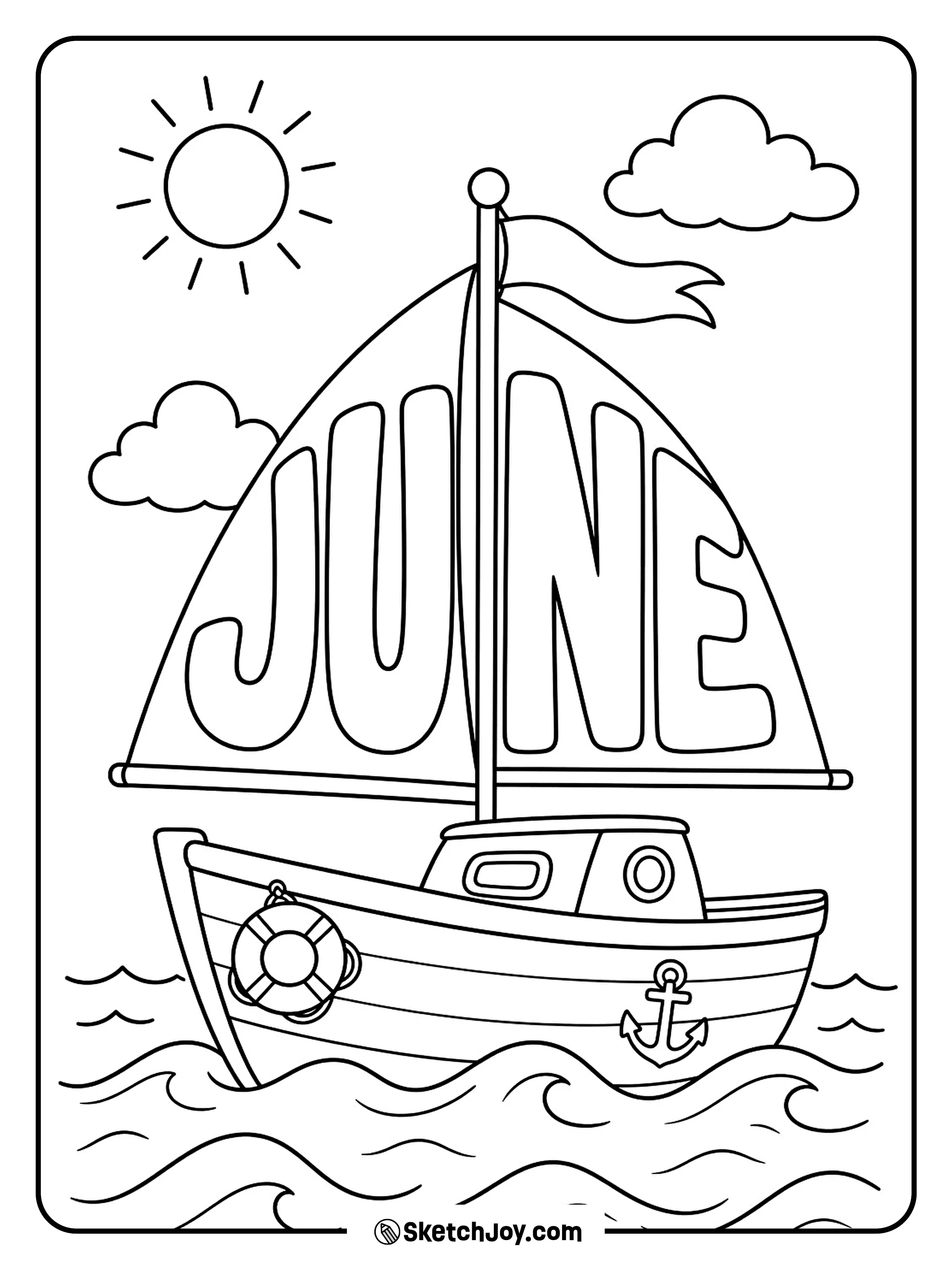 A sailboat moves across small summer waves.
