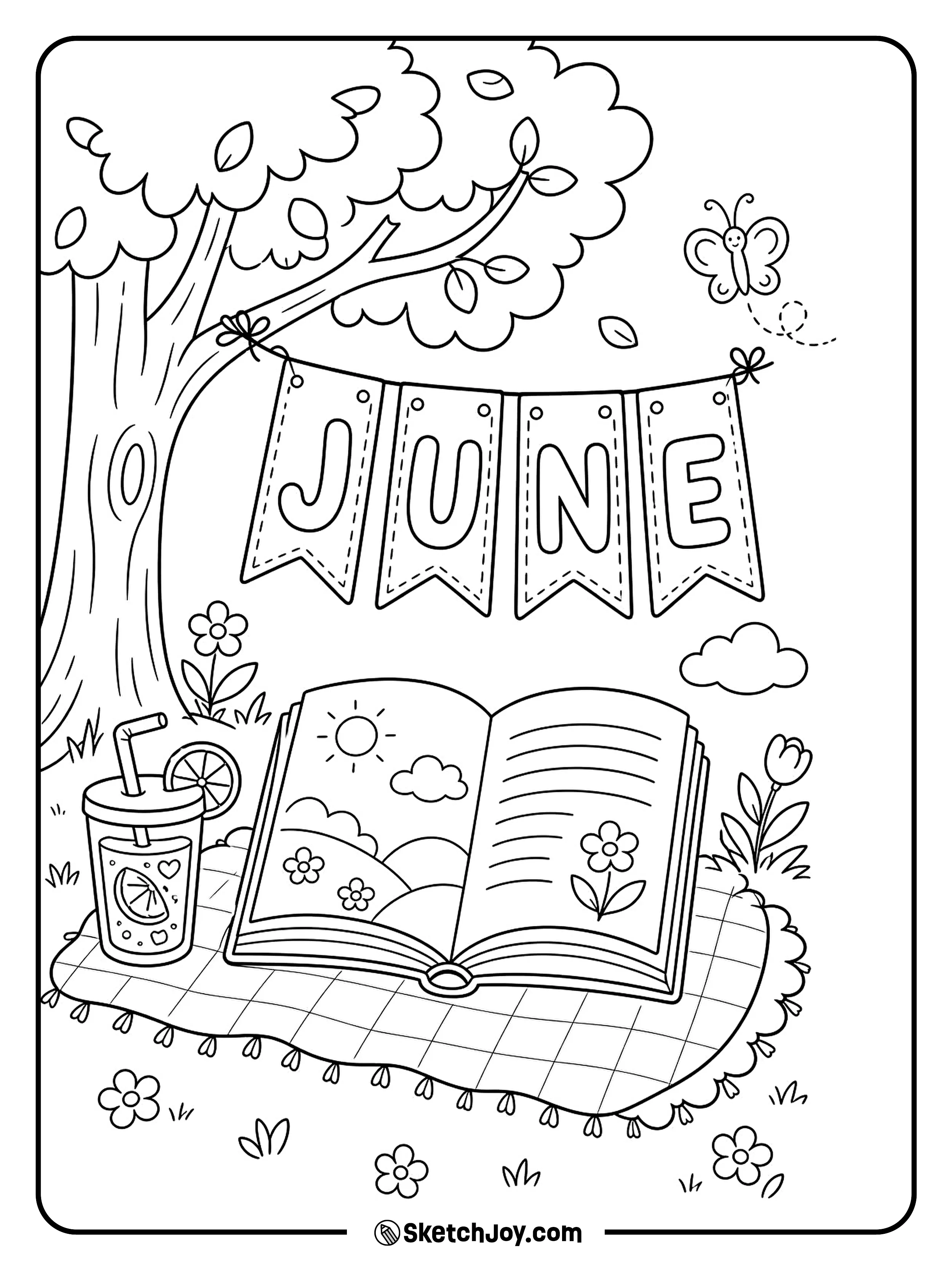 A book rests under a shady tree.