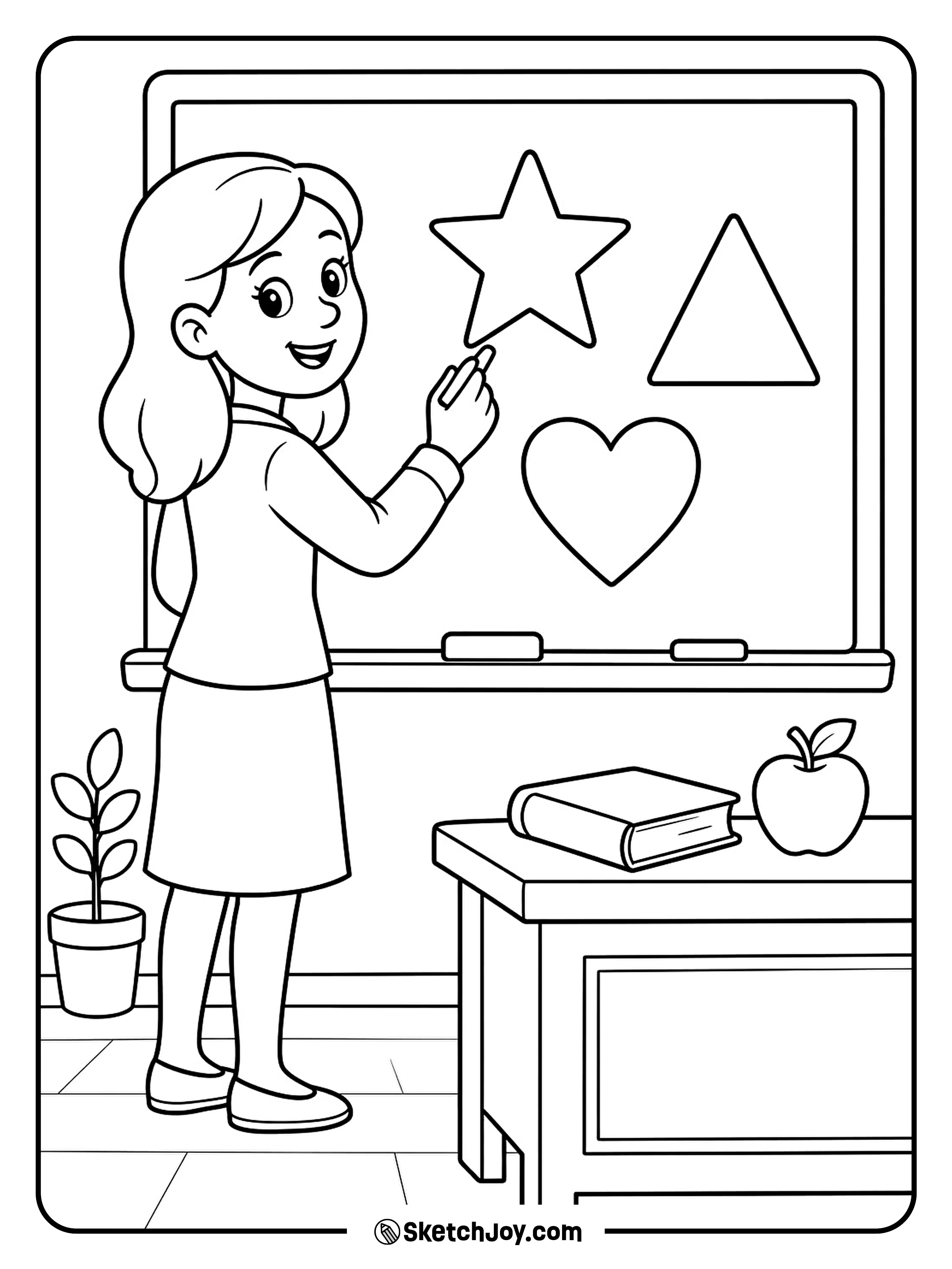 A teacher writes a simple lesson on the board.