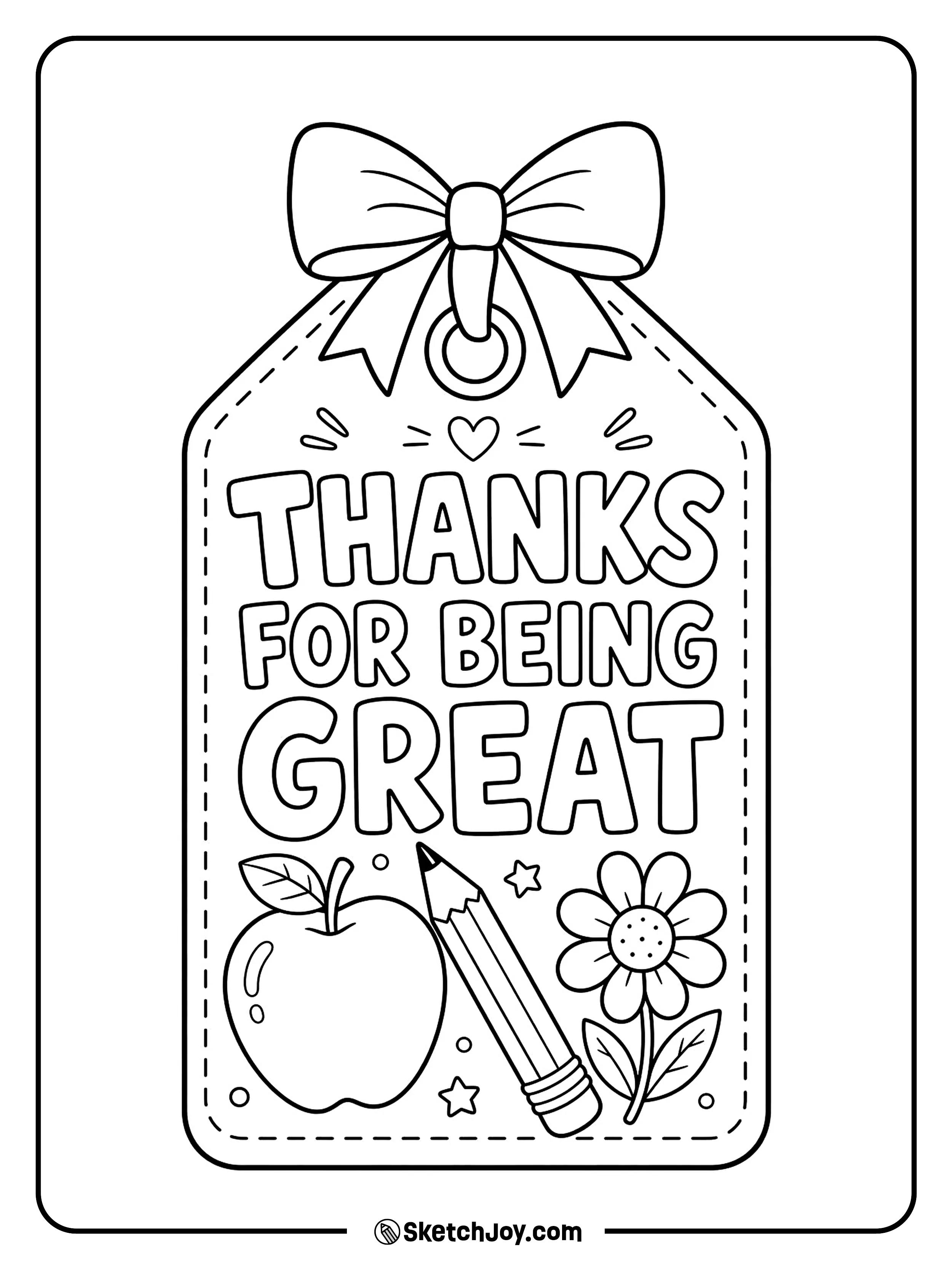 A gift tag holds a sweet thank-you for a teacher.