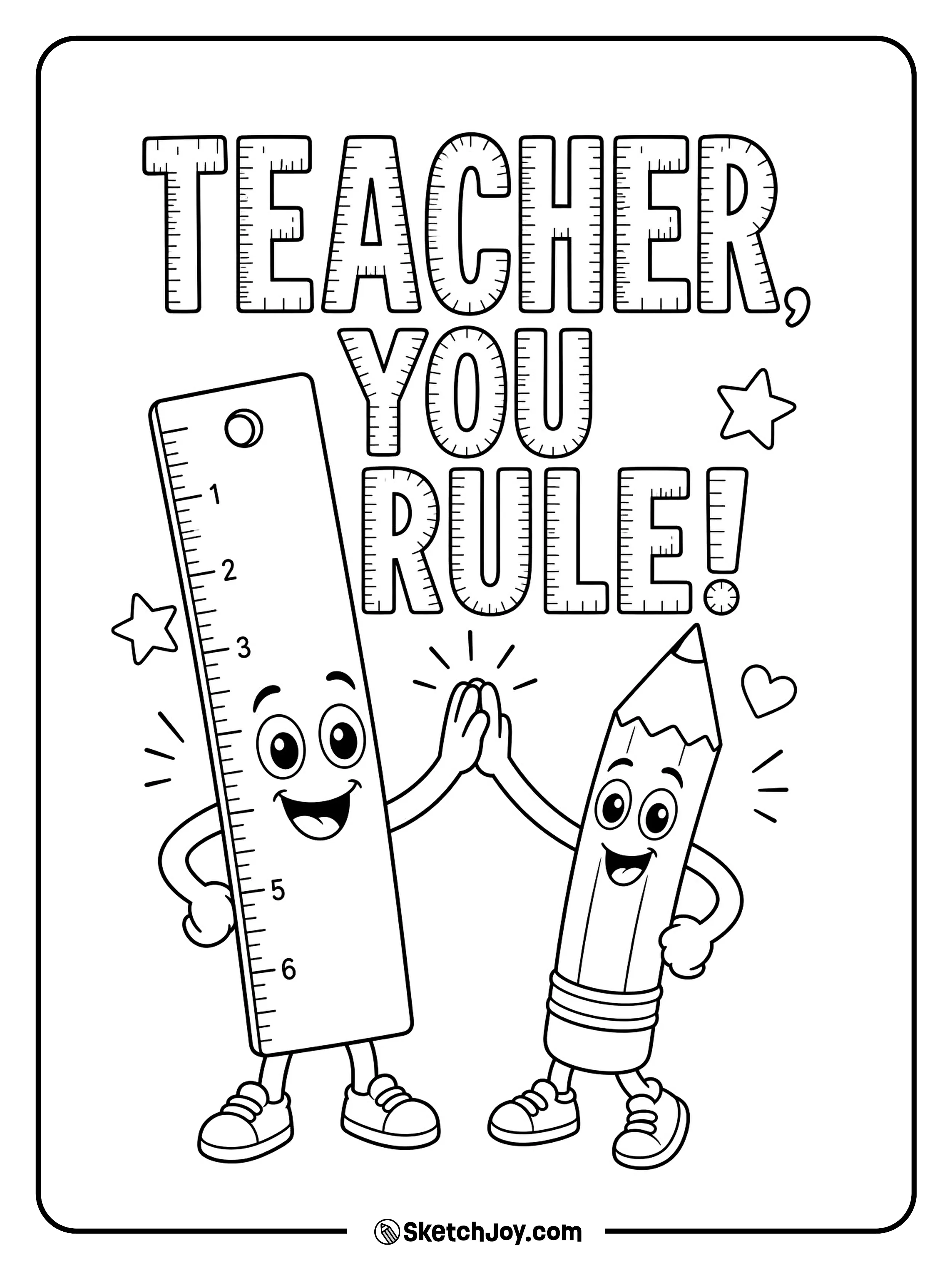 A ruler and pencil make a fun school thank-you design.