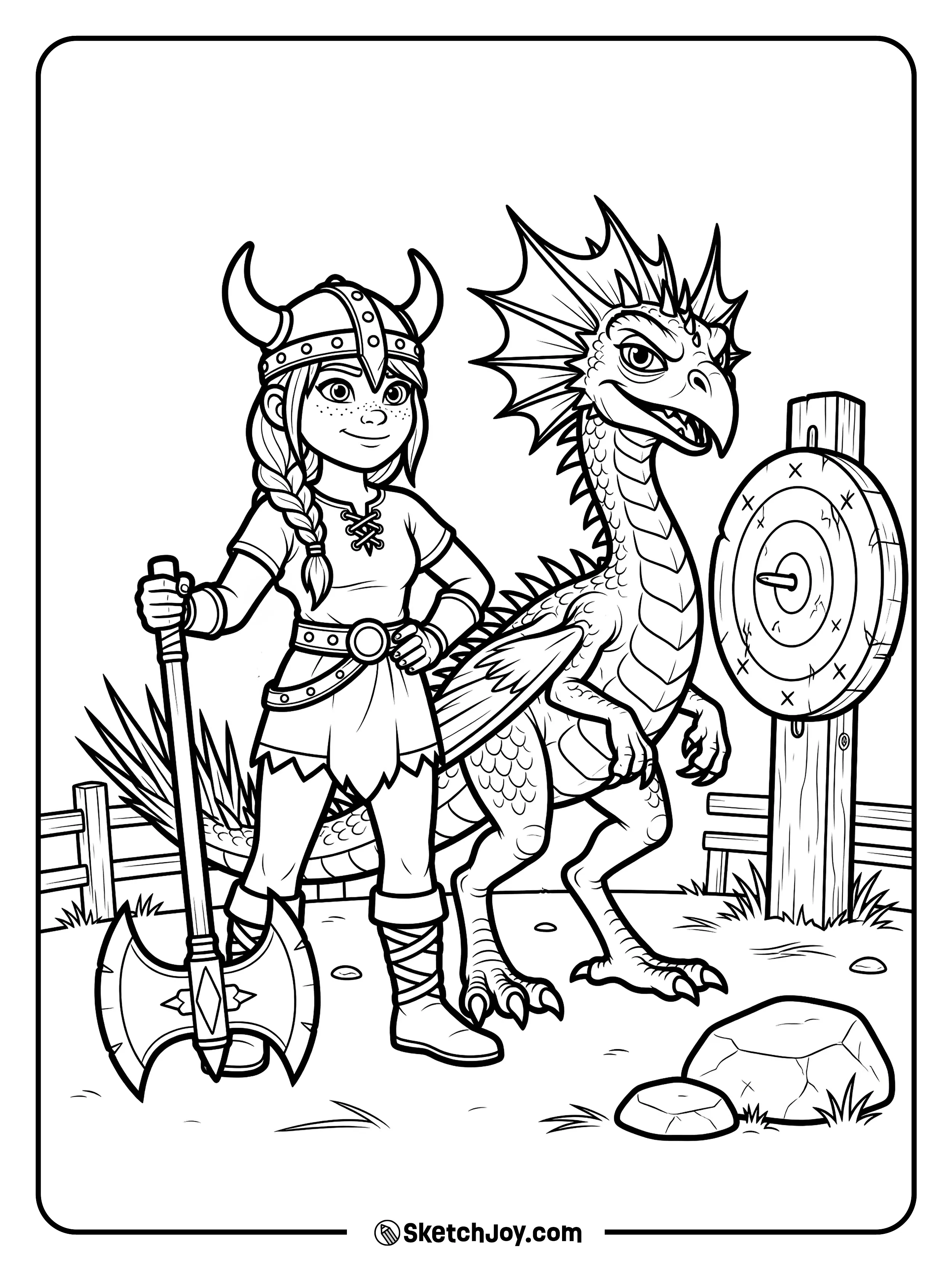 Astrid stands beside Stormfly with a strong and brave pose.
