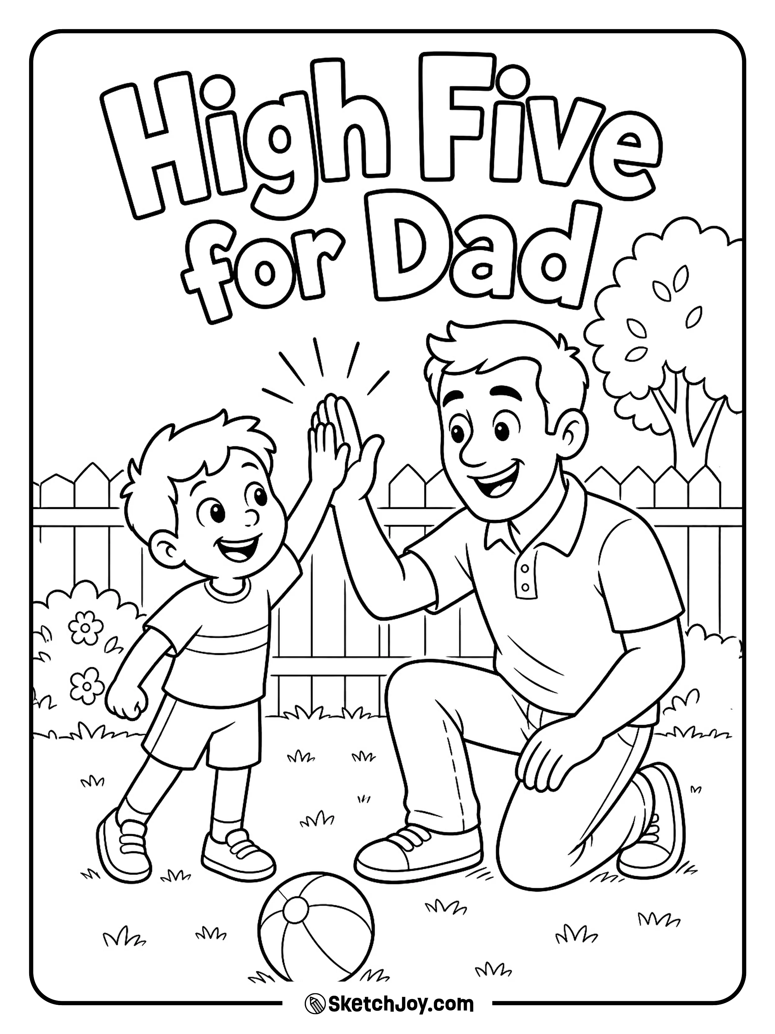 Dad and child share a big high five after a fun game.
