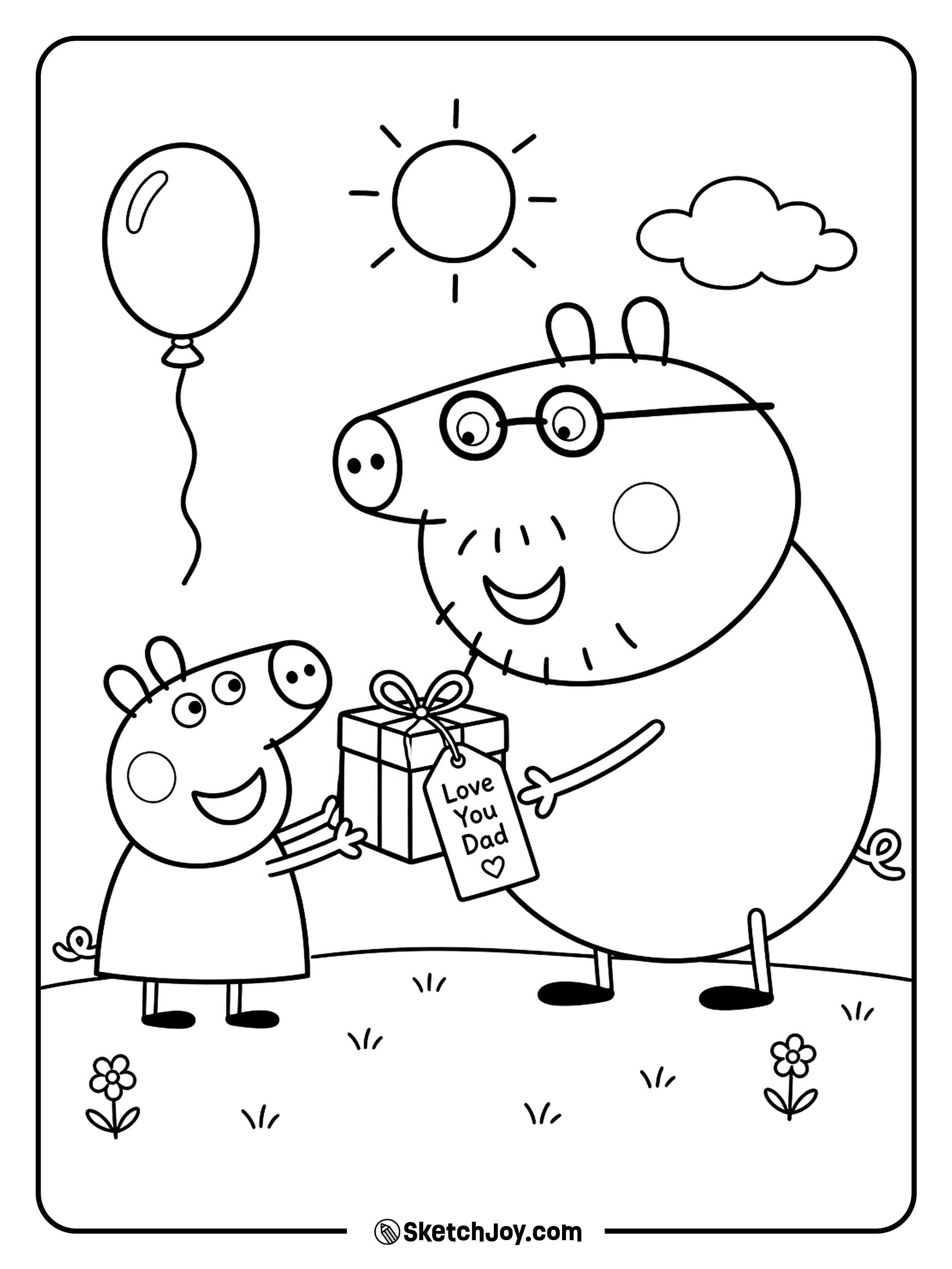 George gives Daddy Pig a simple Fatherâs Day gift.