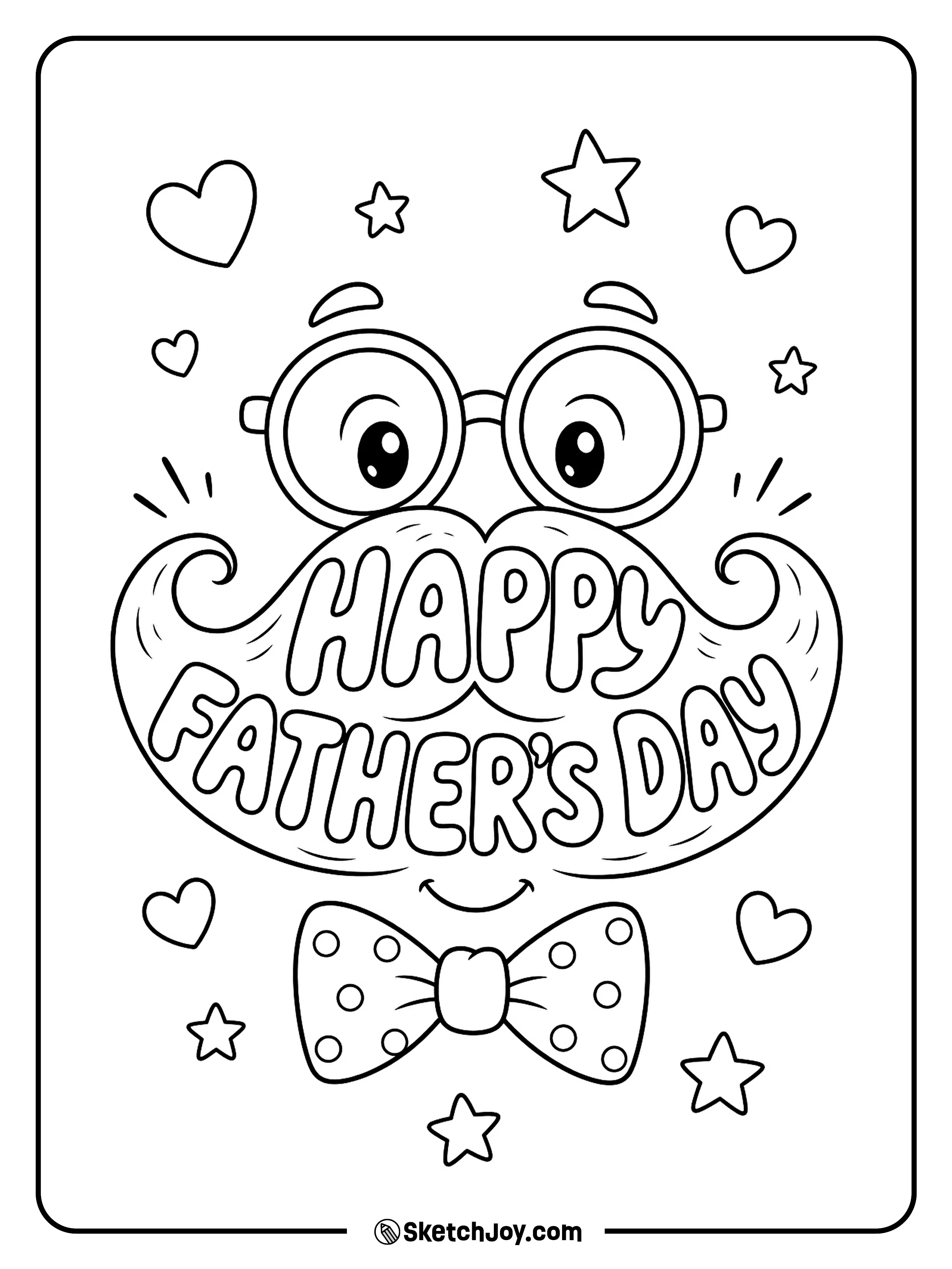 A cute mustache theme gives this page a fun Dad look.