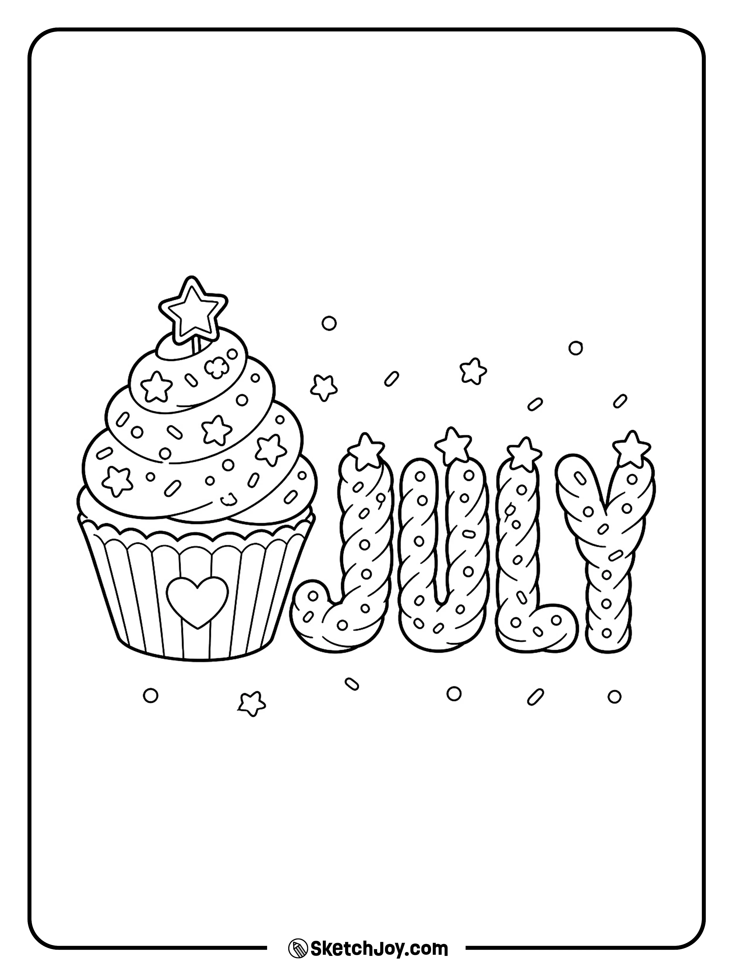 A cupcake with stars and swirls makes a cute holiday treat design.
