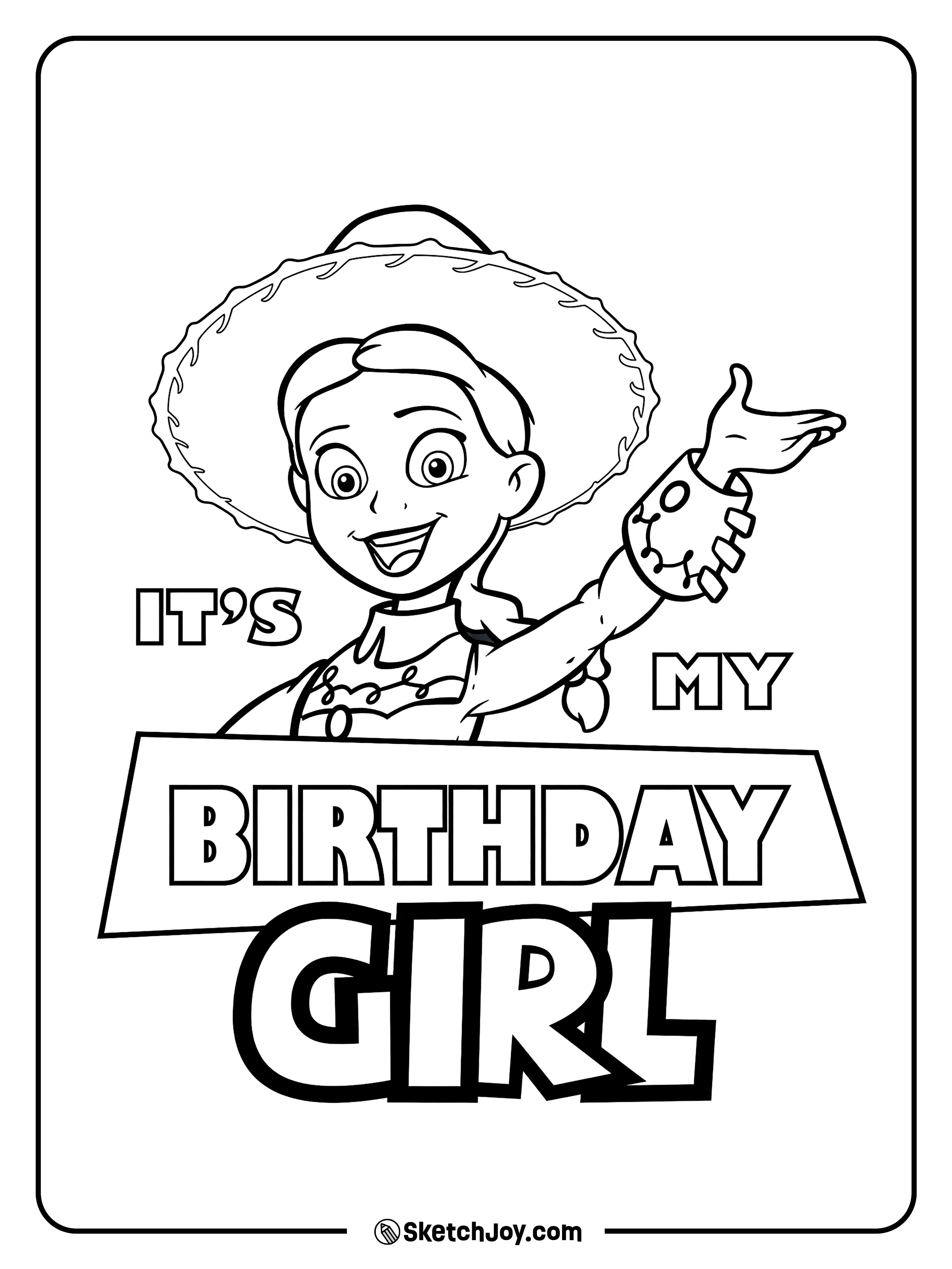 Jessie smiles beside a bold birthday message.