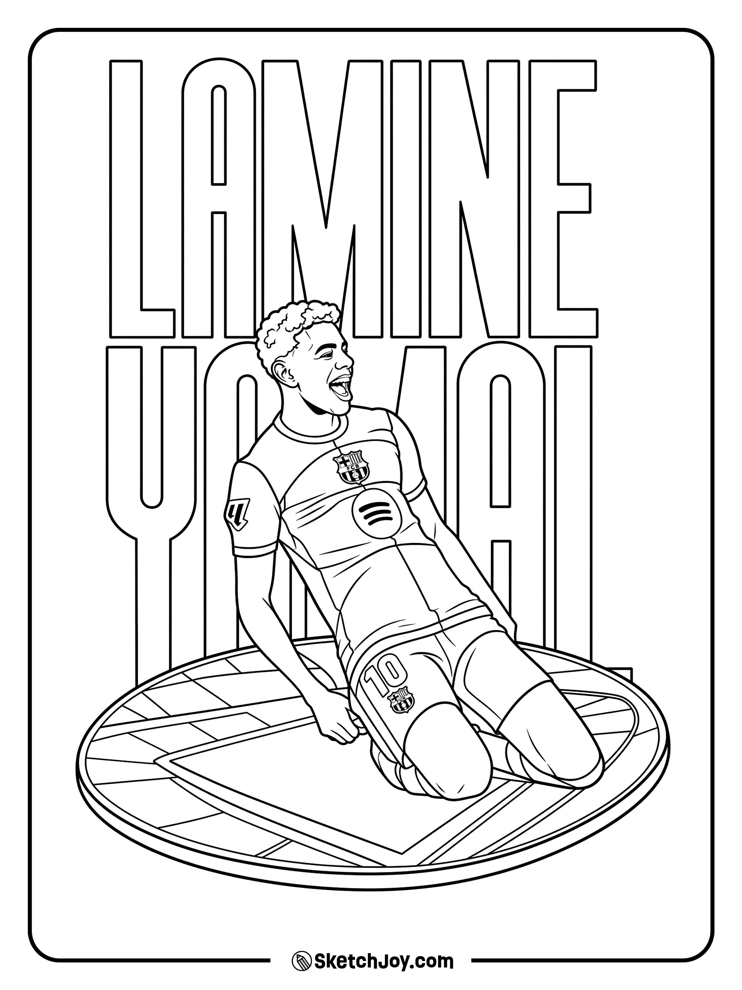 A fun goal scene with a knee slide on a round team crest.