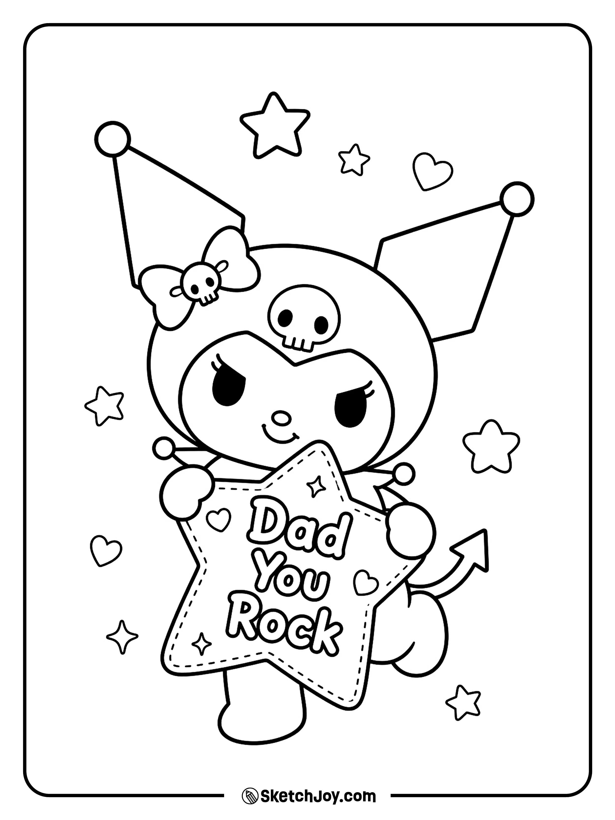Kuromi shares a fun Fatherâs Day message with her cool style.