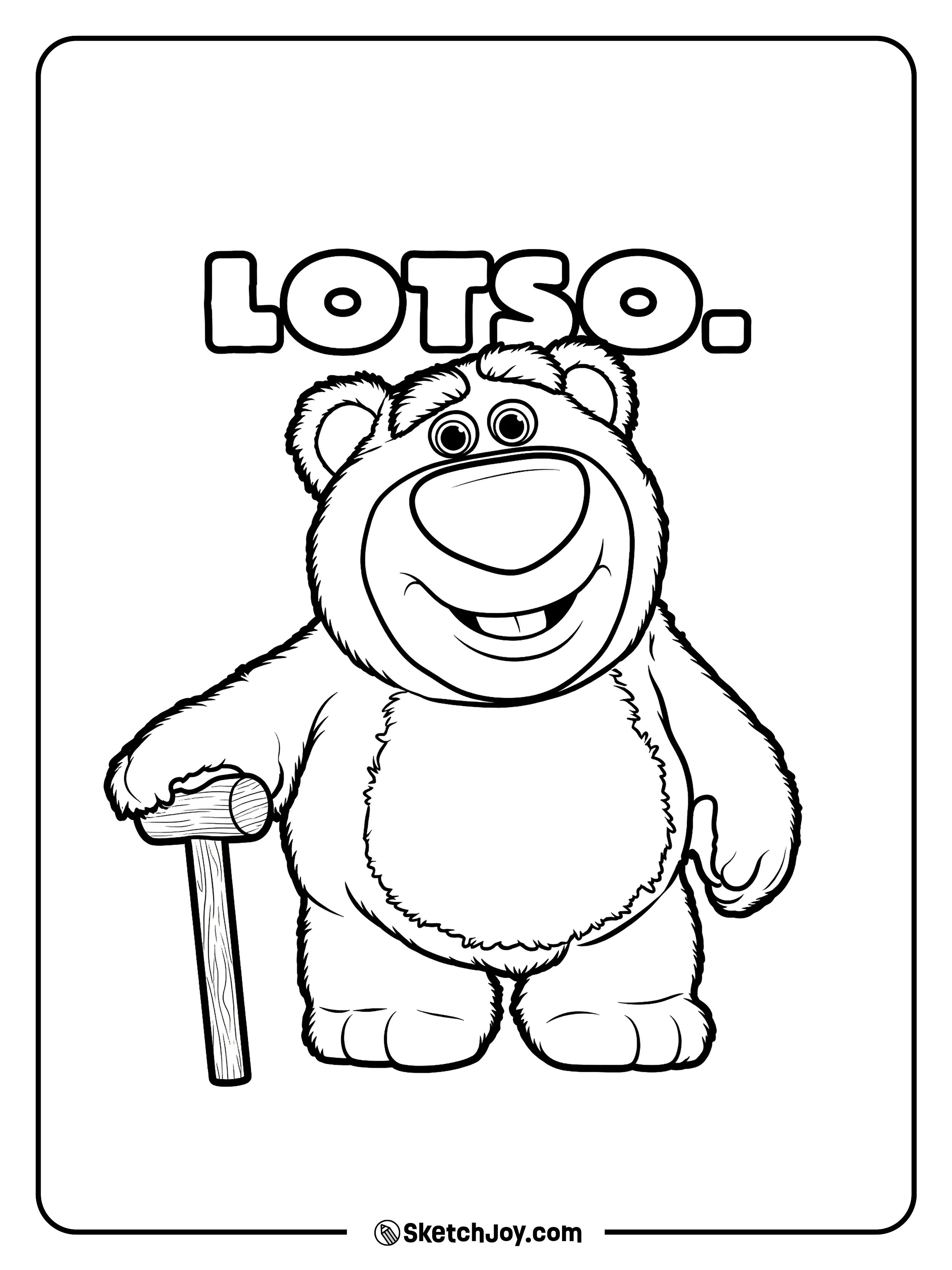 Lotso smiles while standing beside his wooden cane.