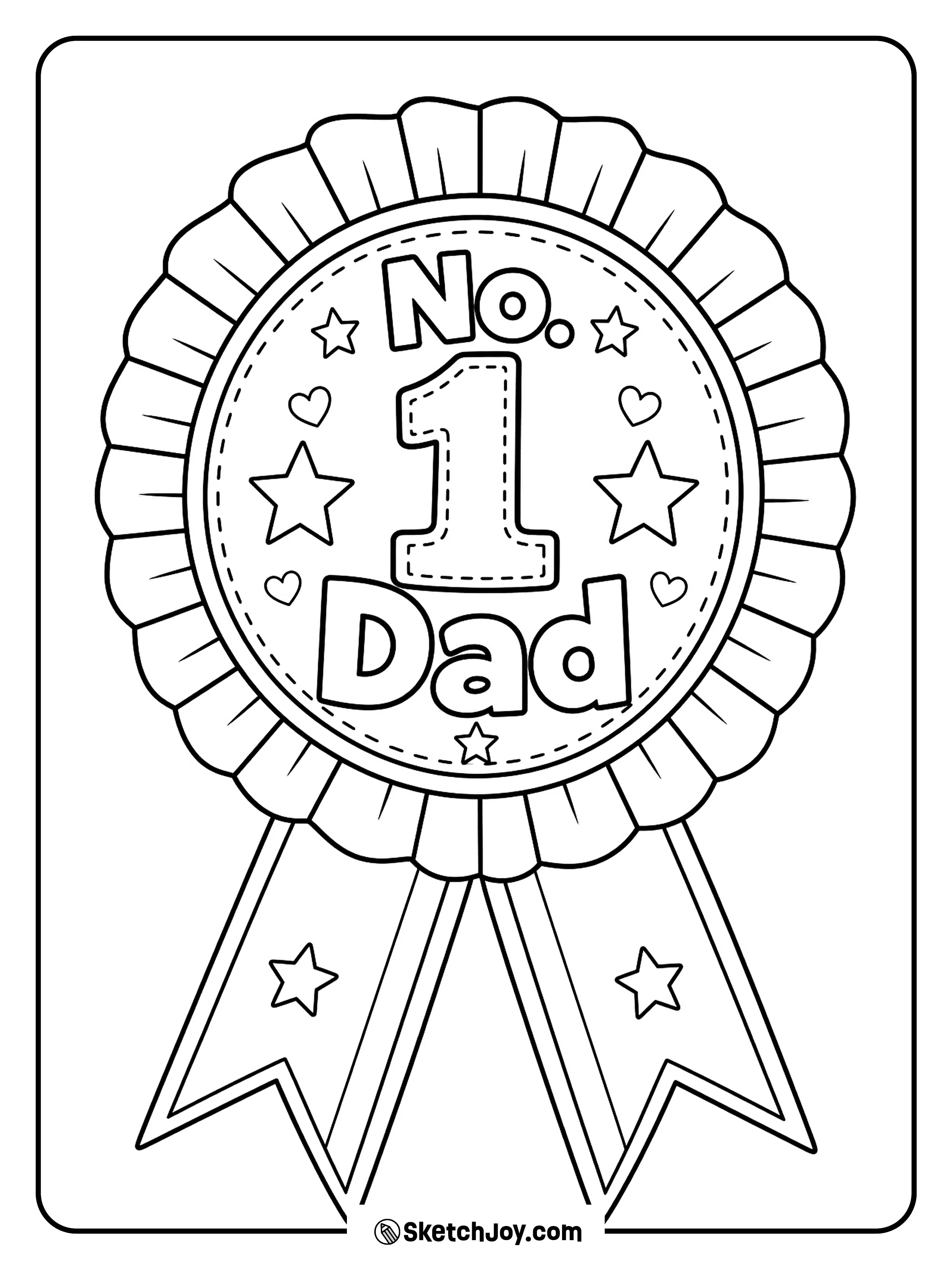 A bold award ribbon celebrates Dad in a simple and fun way.