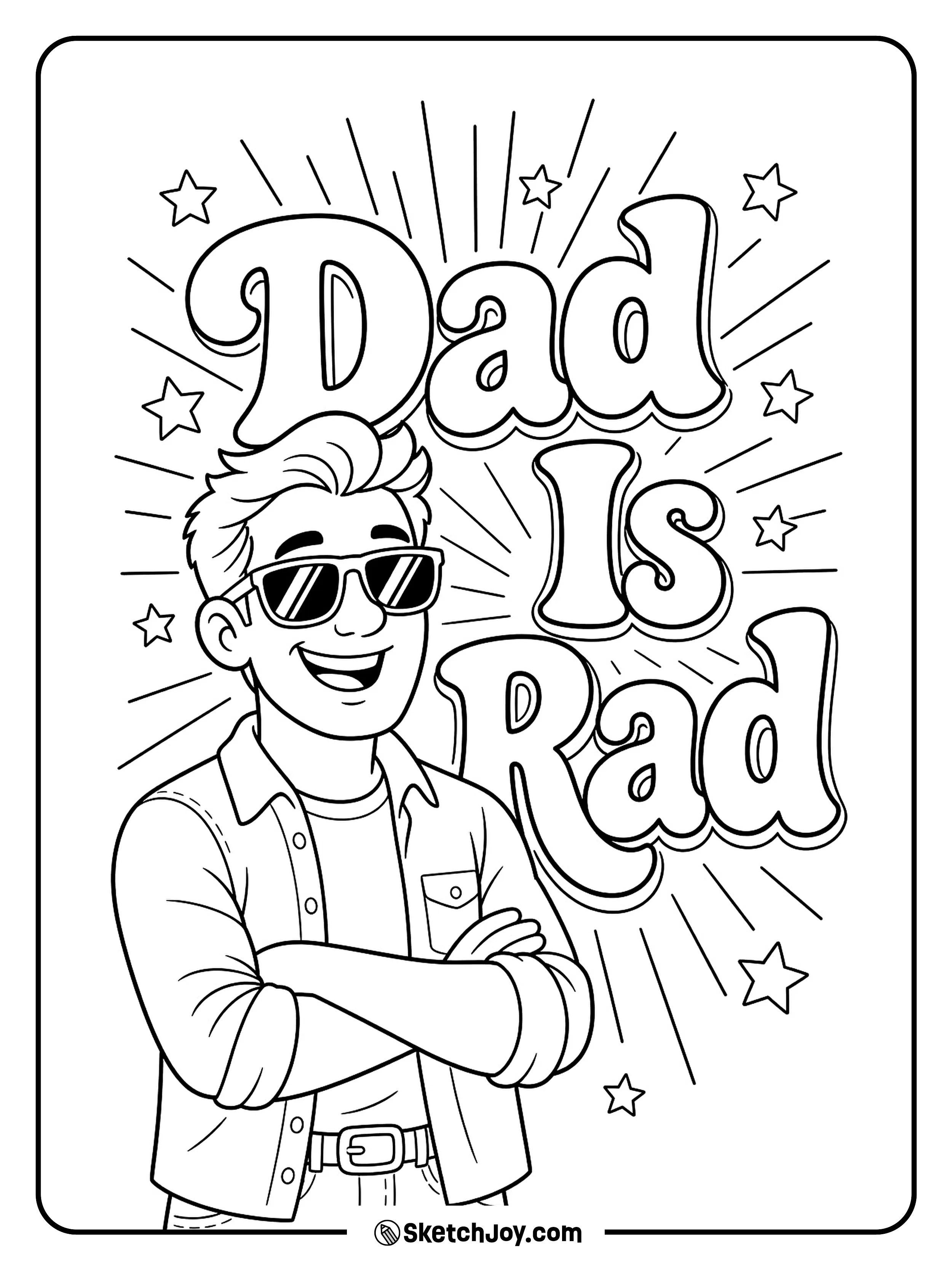 Dad looks cool with sunglasses and a fun bold phrase.