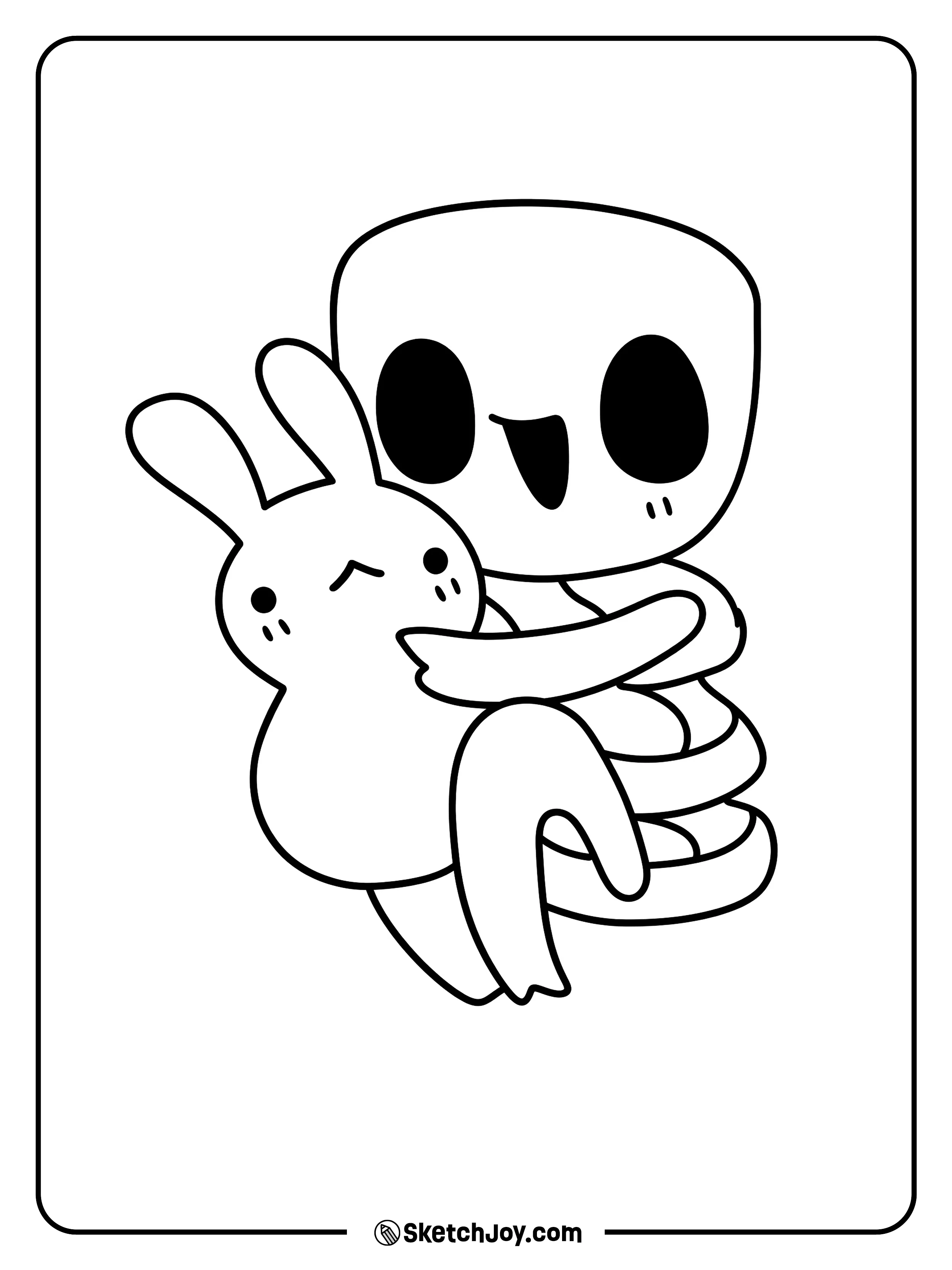 Gangle smiles while holding a small bunny close.