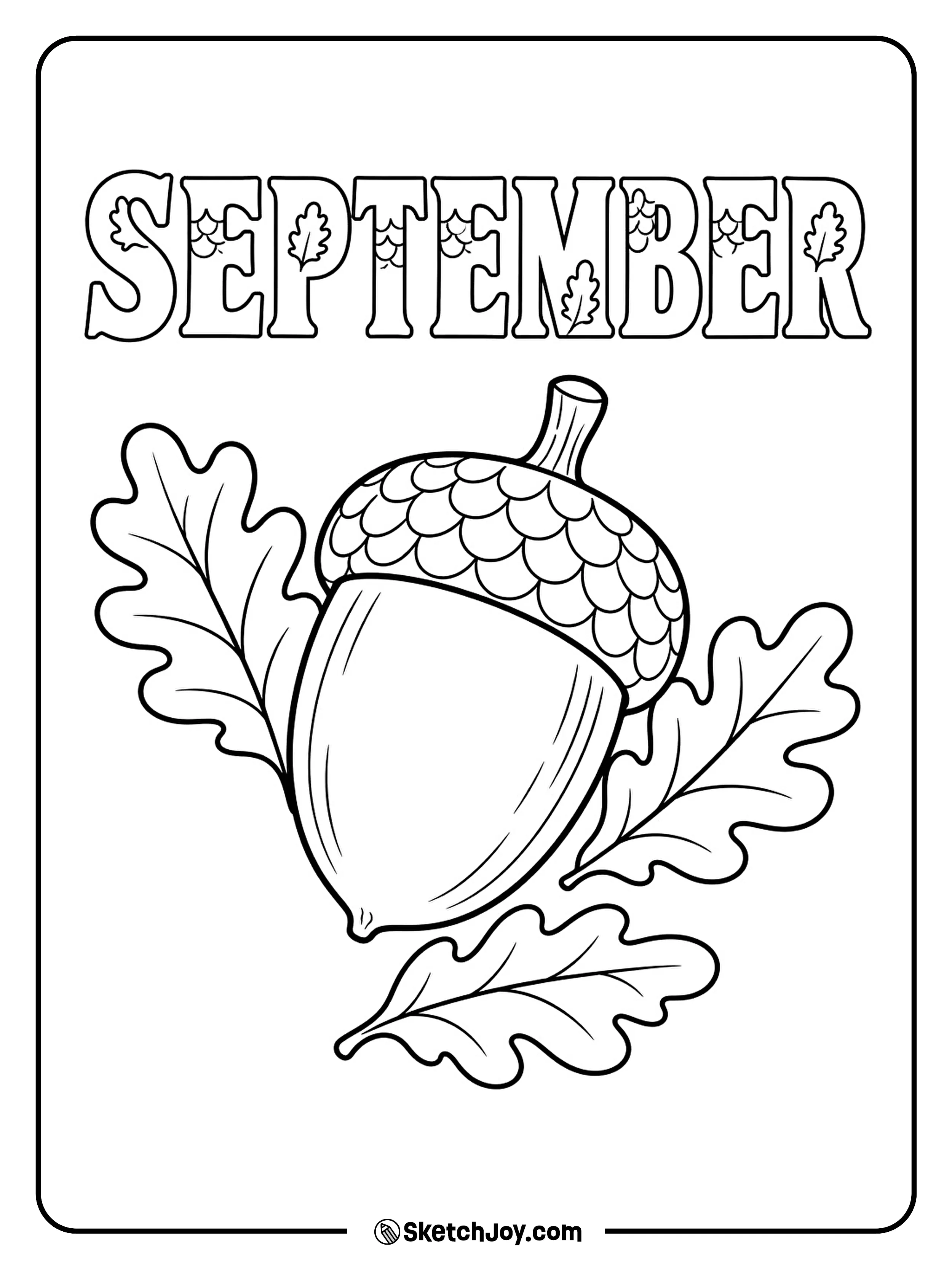 A large acorn and oak leaves make a simple September design.