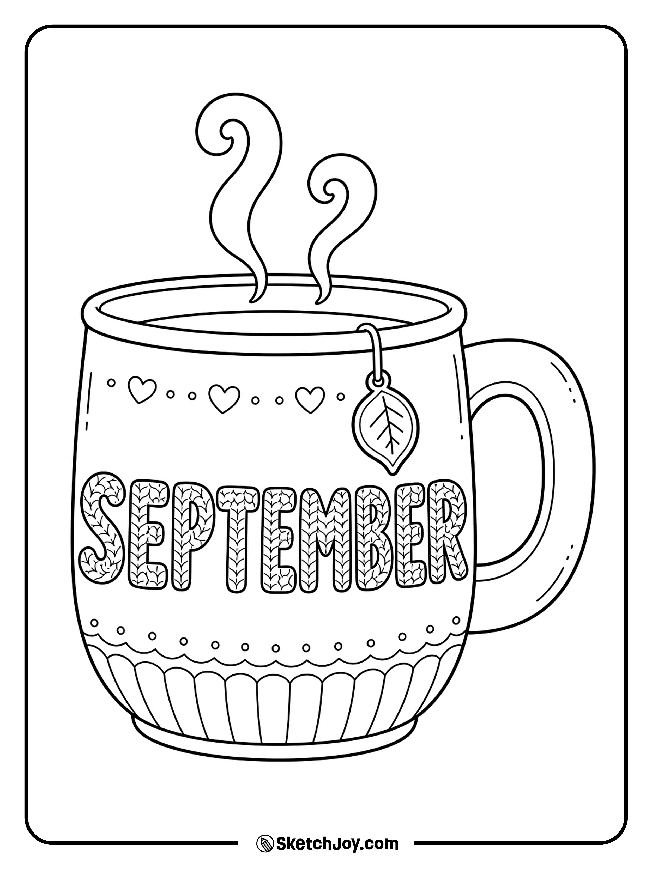 A warm mug with a leaf tag adds a cozy touch to September.