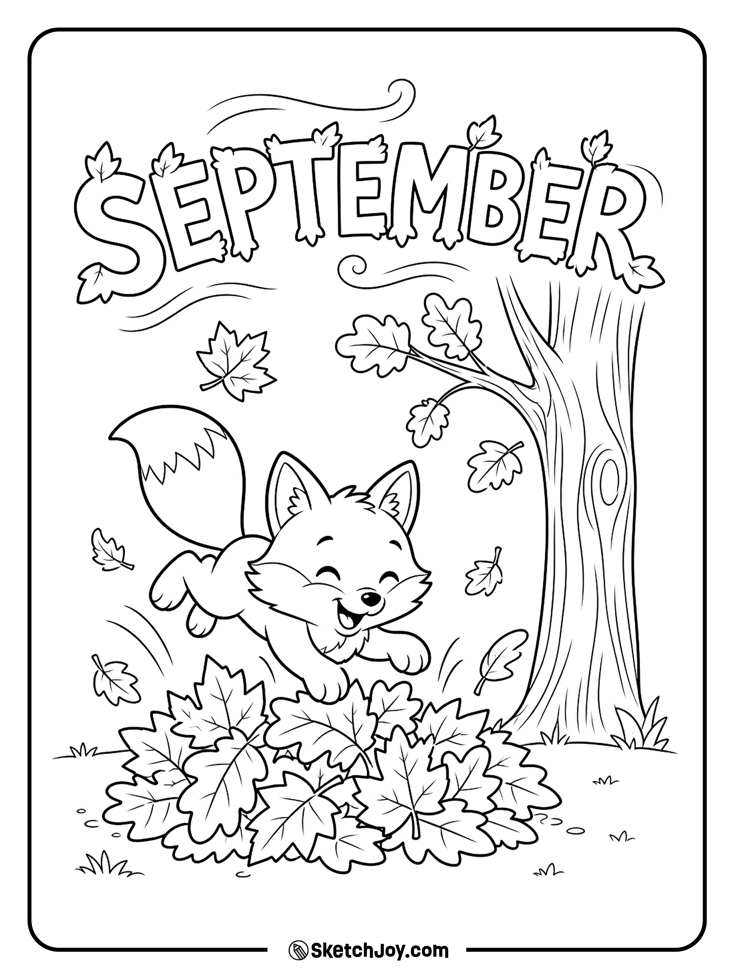A playful fox jumps into a small pile of crisp fall leaves.