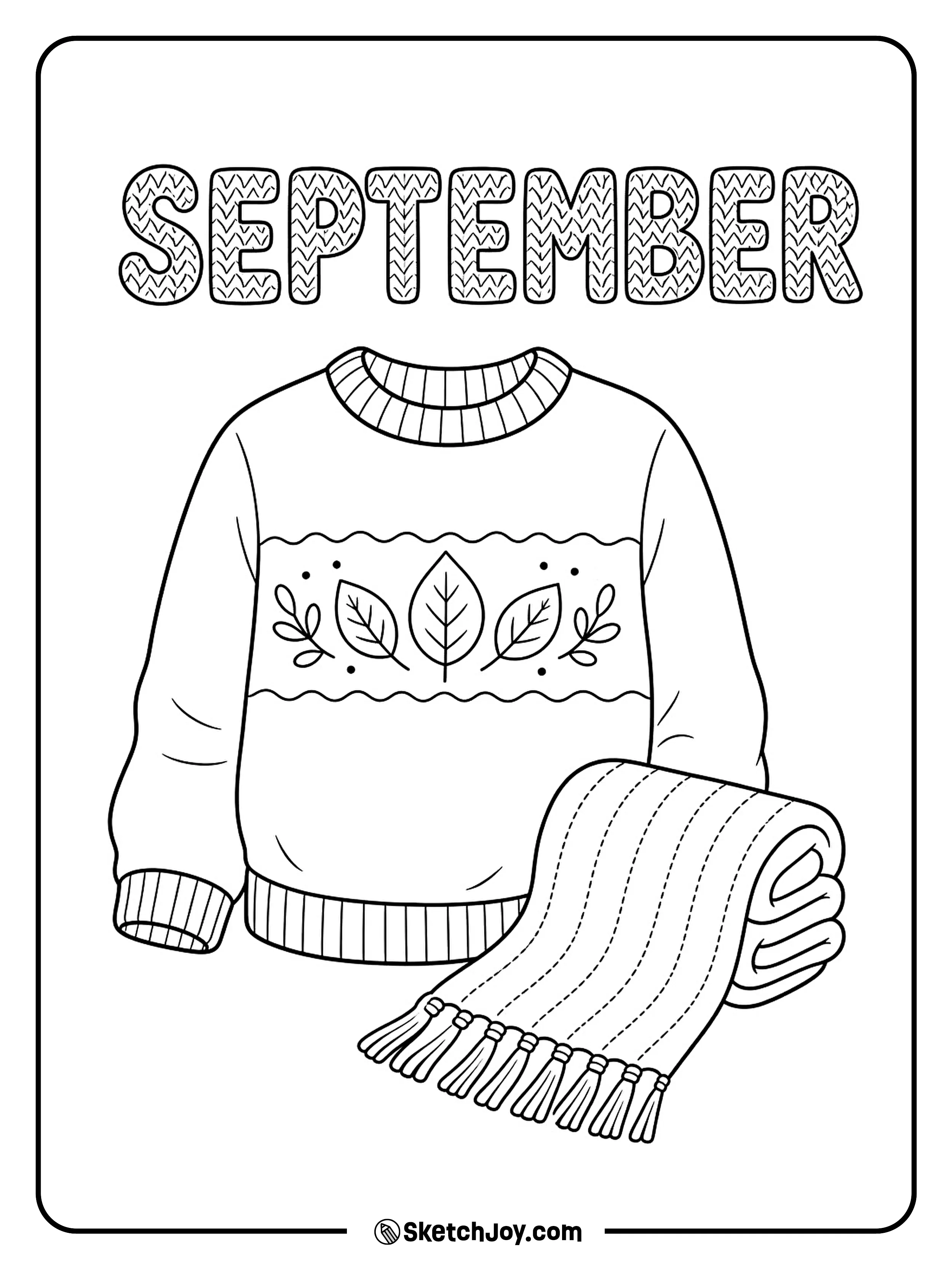 A cozy sweater with leaf shapes makes a simple September design.