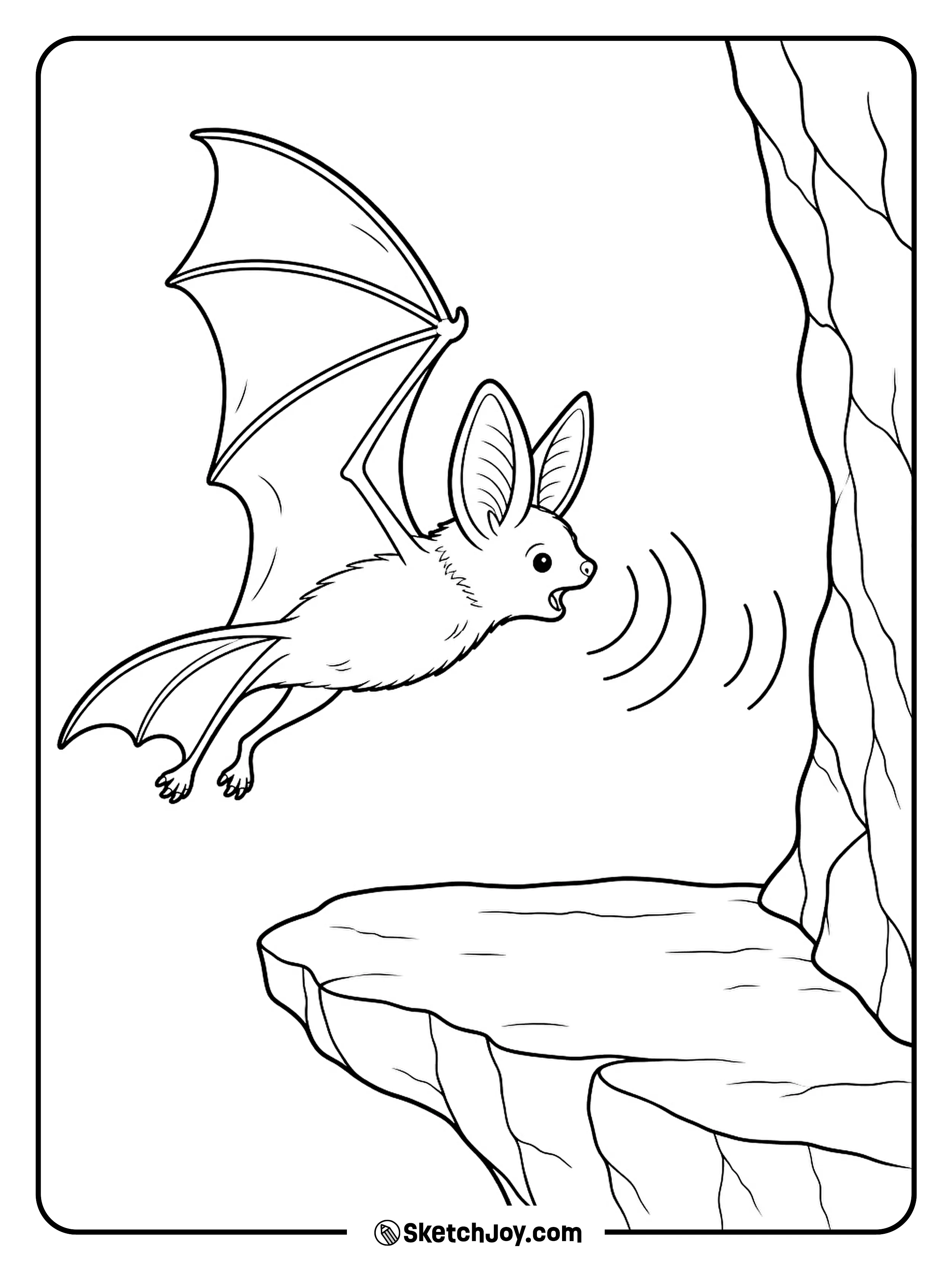 Inside a cave, a bat sends out a call and listens for the echo.