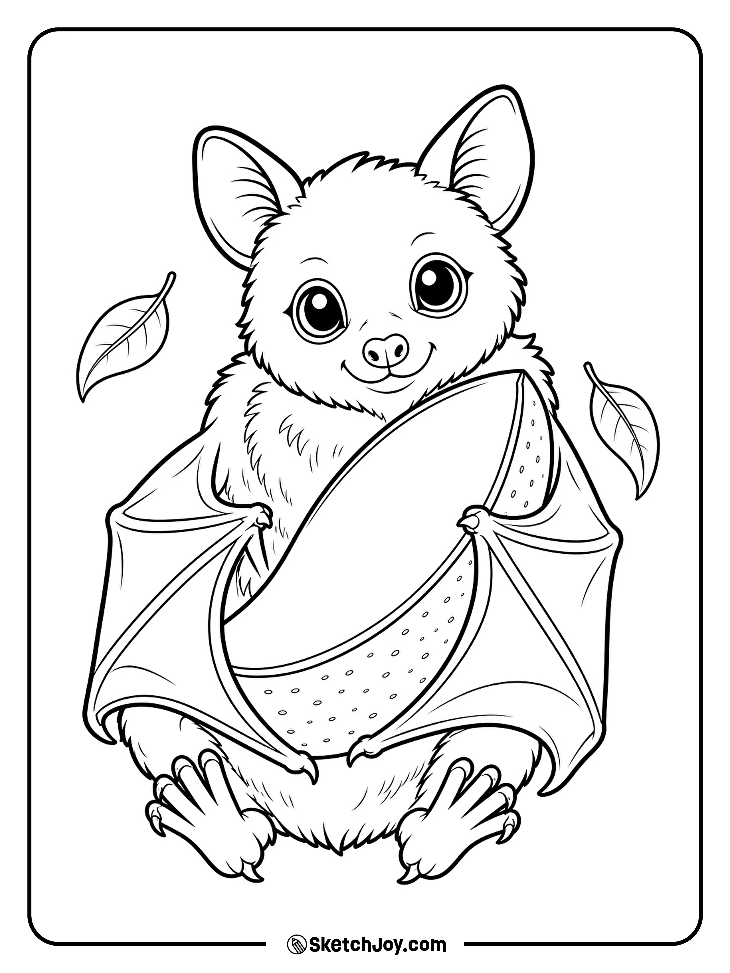 With its wings around a mango slice, a fruit bat shows off its snack.