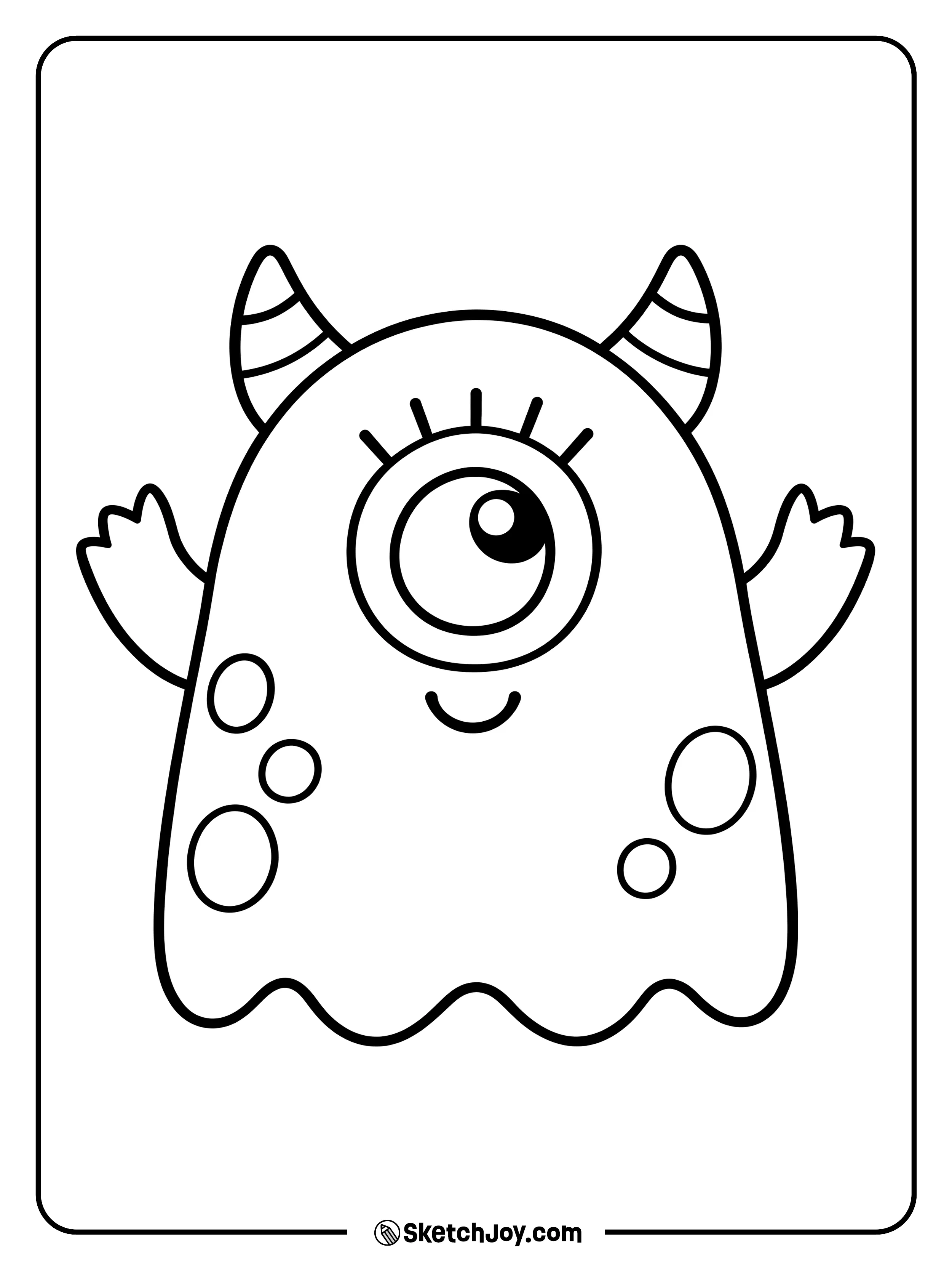A bell-shaped cyclops looks upward with one big eye and a small smile.