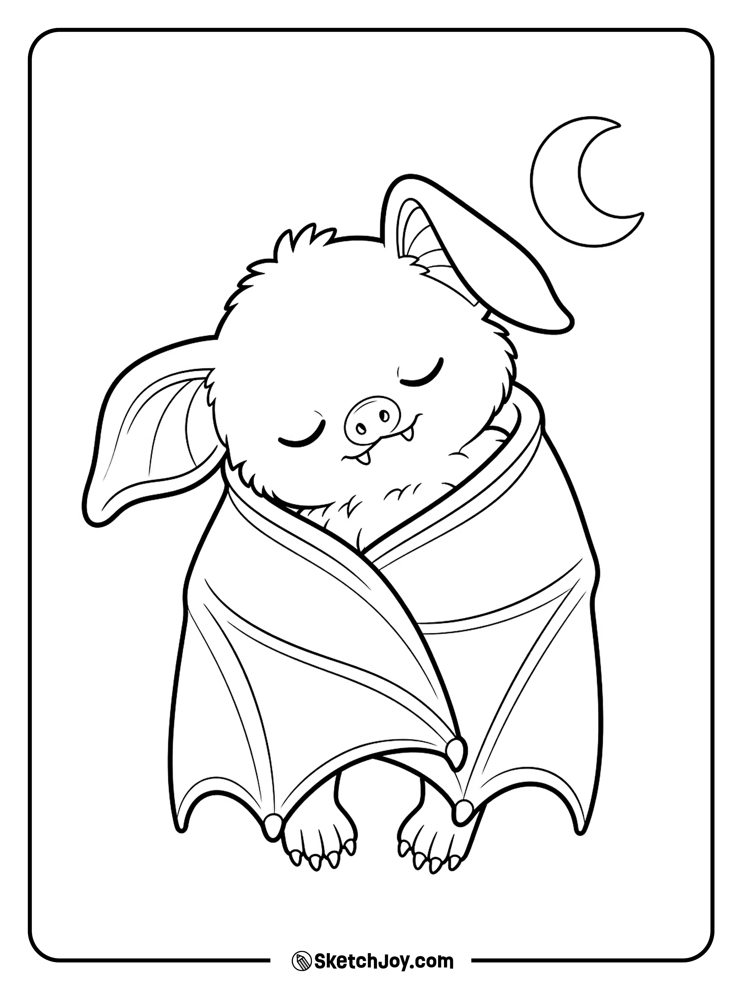 Wrapped in its wings, a drowsy bat settles down for a nap.