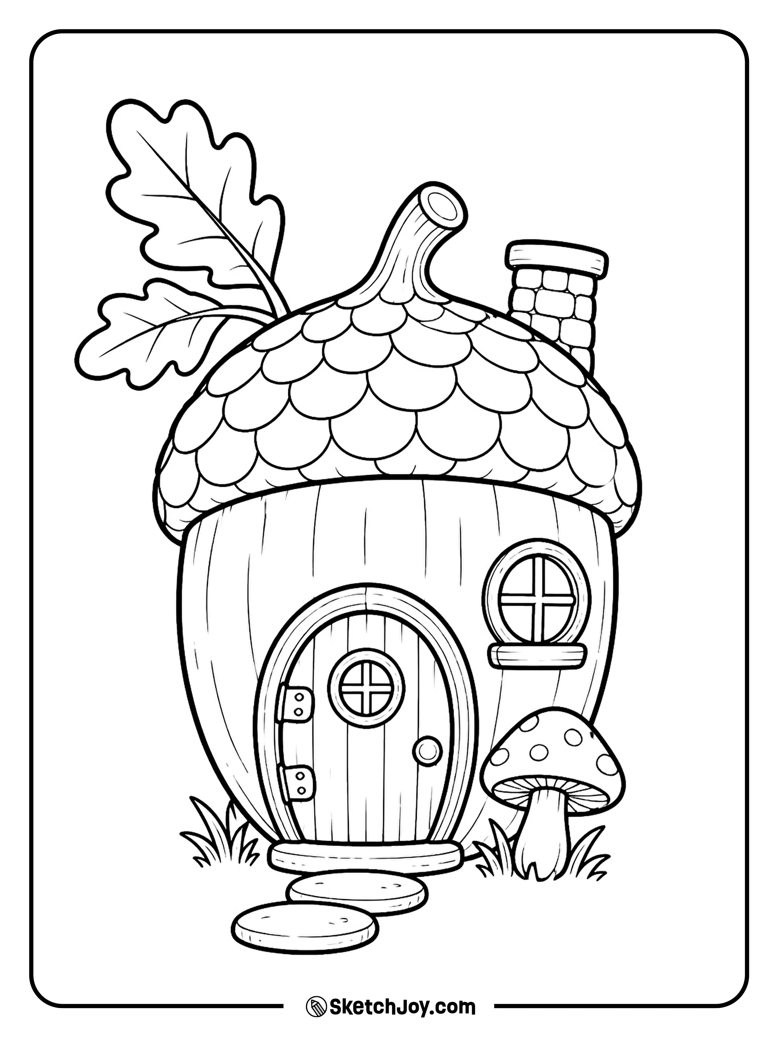 A little door and window turn a giant acorn into a woodland home.