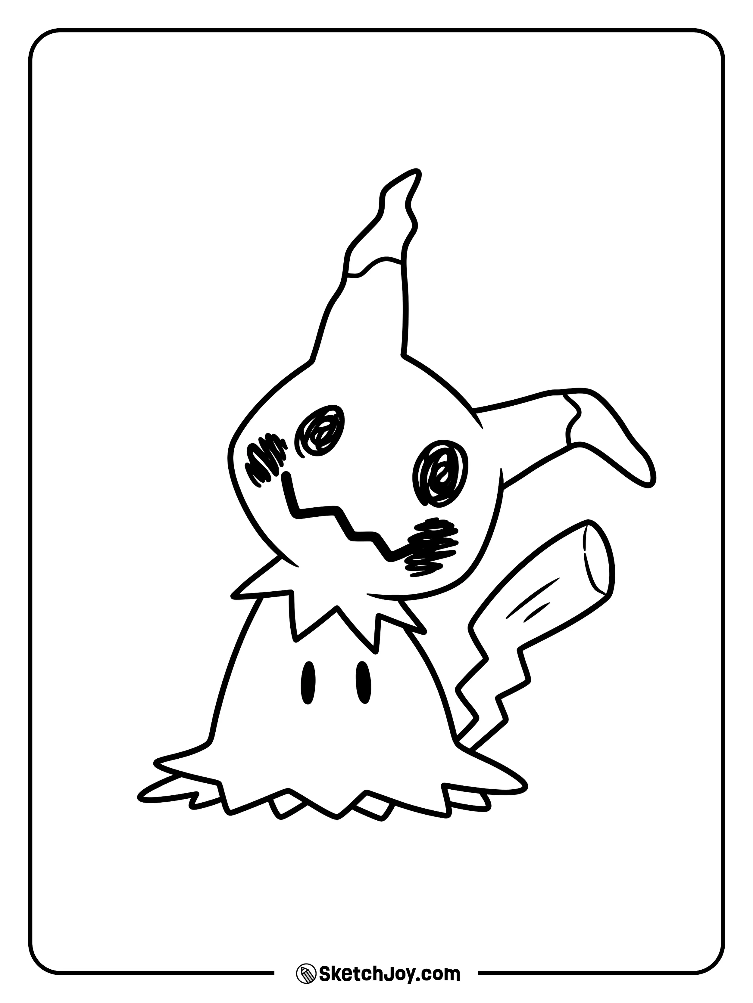 A crooked disguise bends into a shy bow while its wooden tail leans the other way.