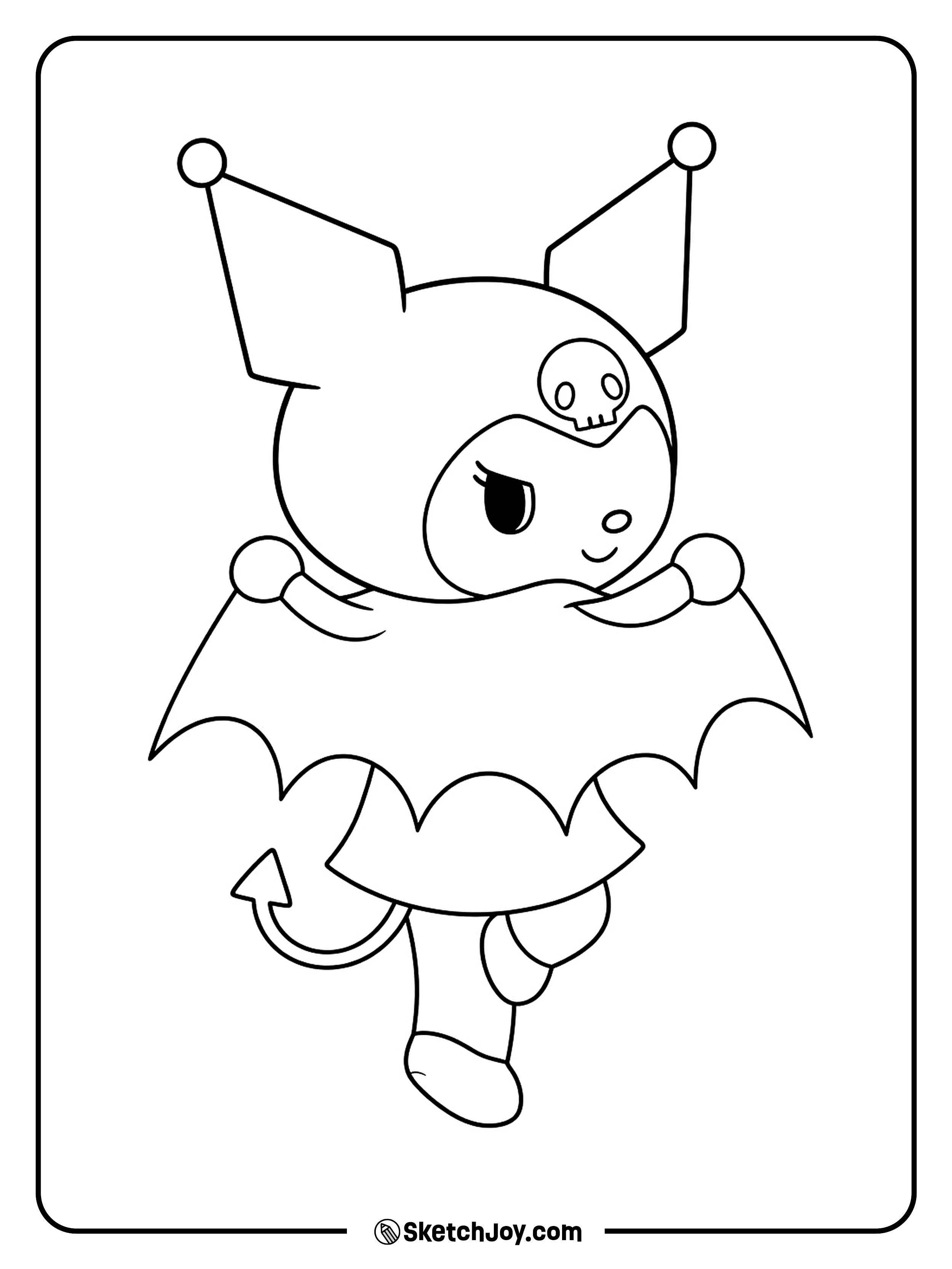 A wide bat cape fans out during a quick turn and an over-the-shoulder smile.