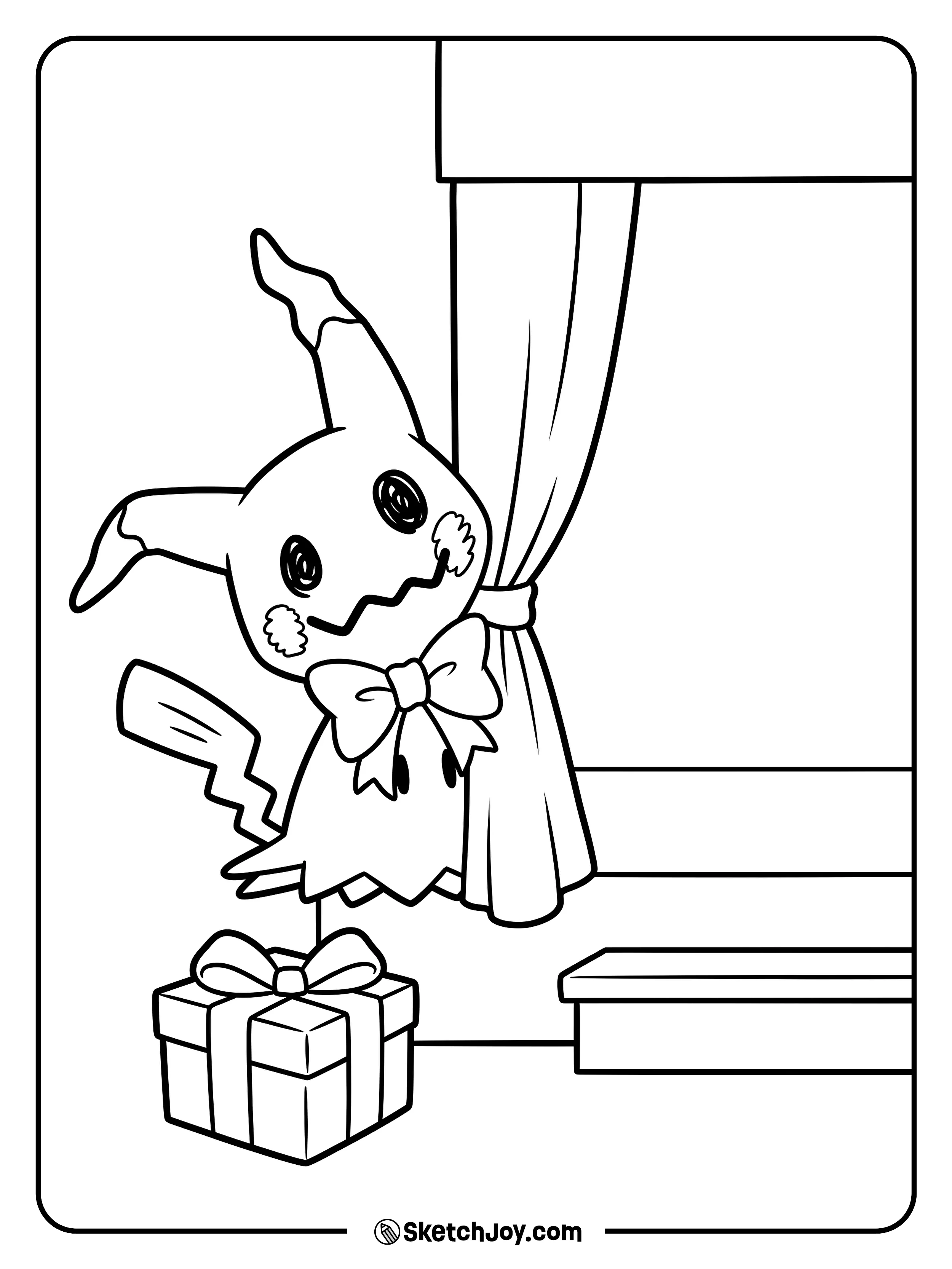 A ragged little costume peeks around the curtain before the Halloween show begins.