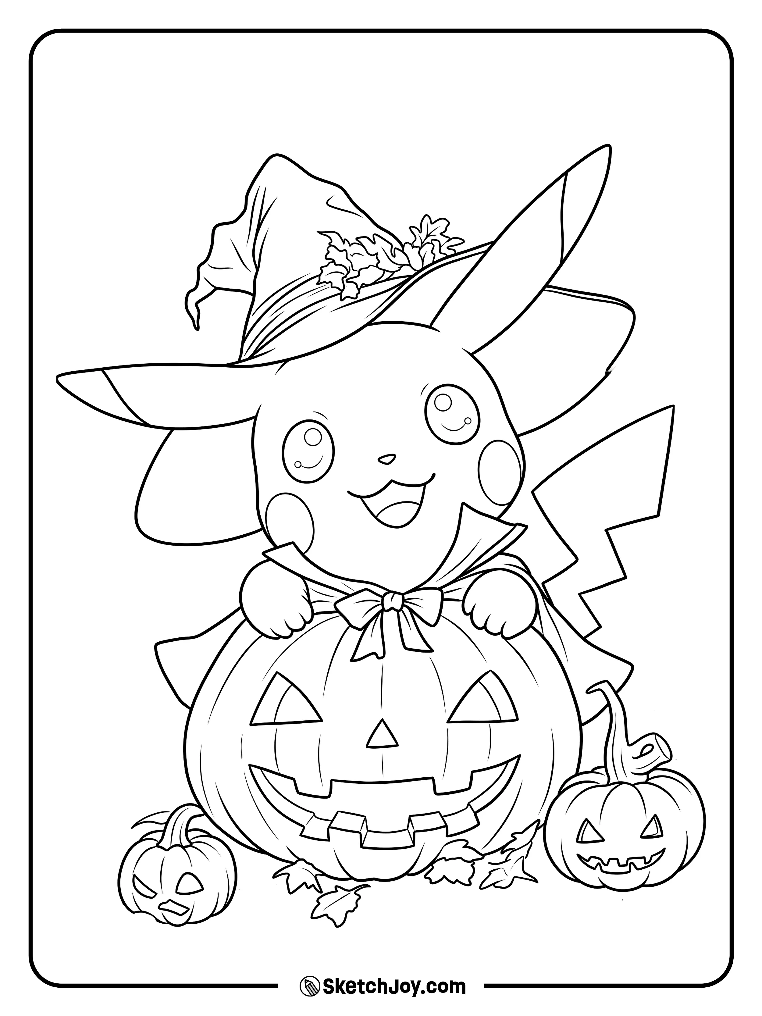 A happy face peeks over a large lantern, with two smaller pumpkins and fallen leaves below.