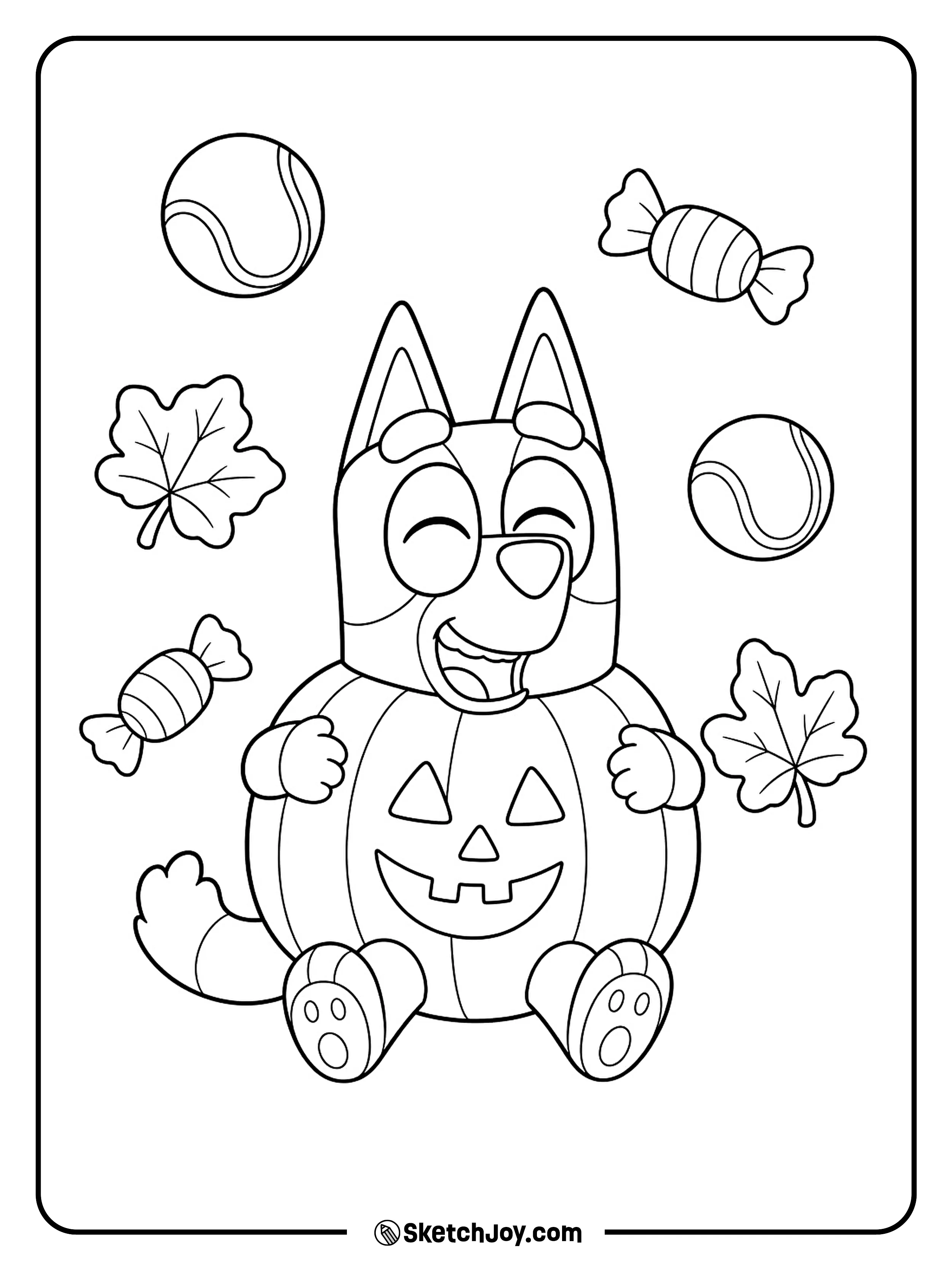 A pumpkin suit makes sitting down feel much funnier than usual.