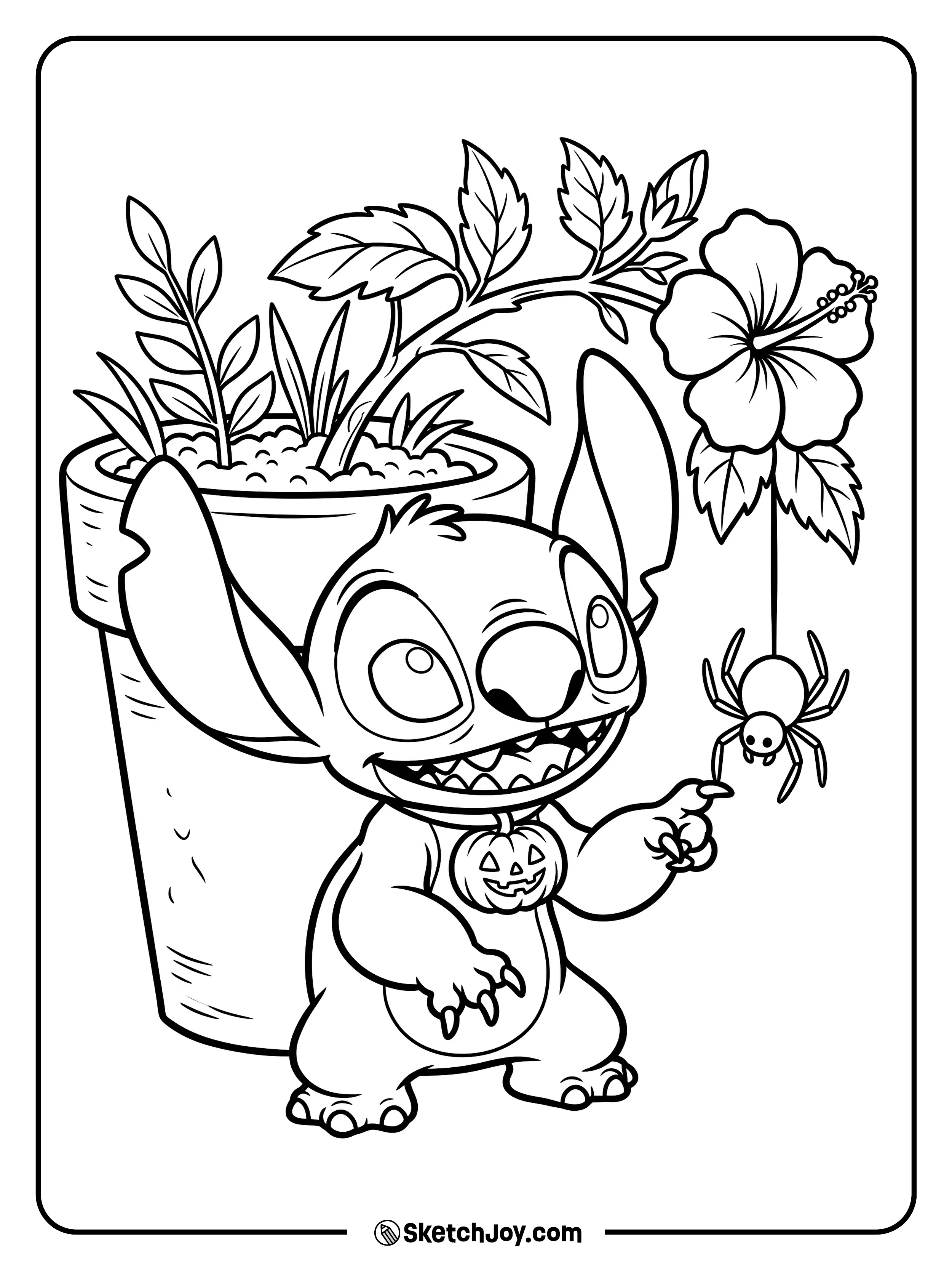 A tiny spider meets a curious finger beside a flowerpot.