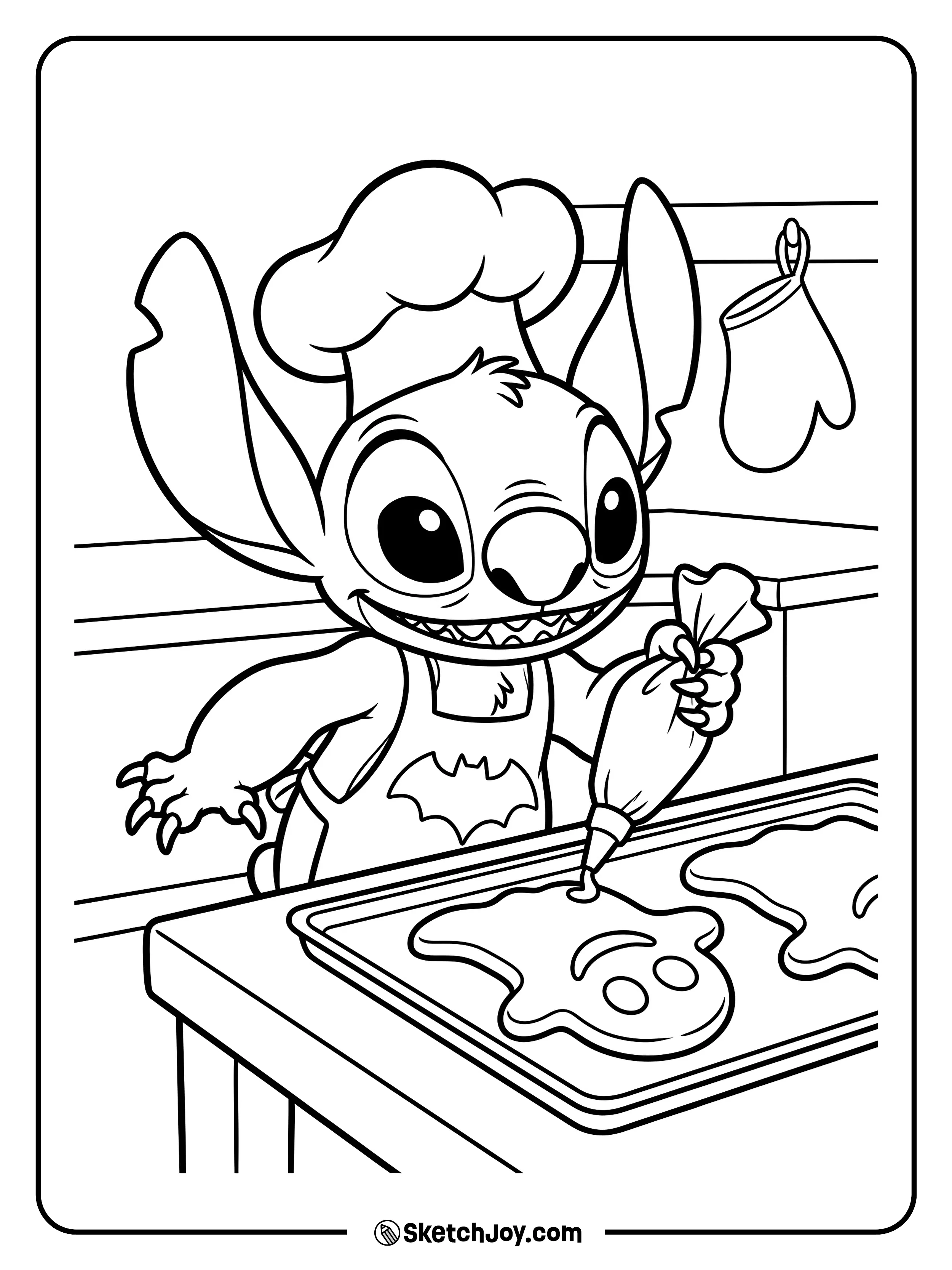 A little icing bag adds a smile to the last cookie on the tray.