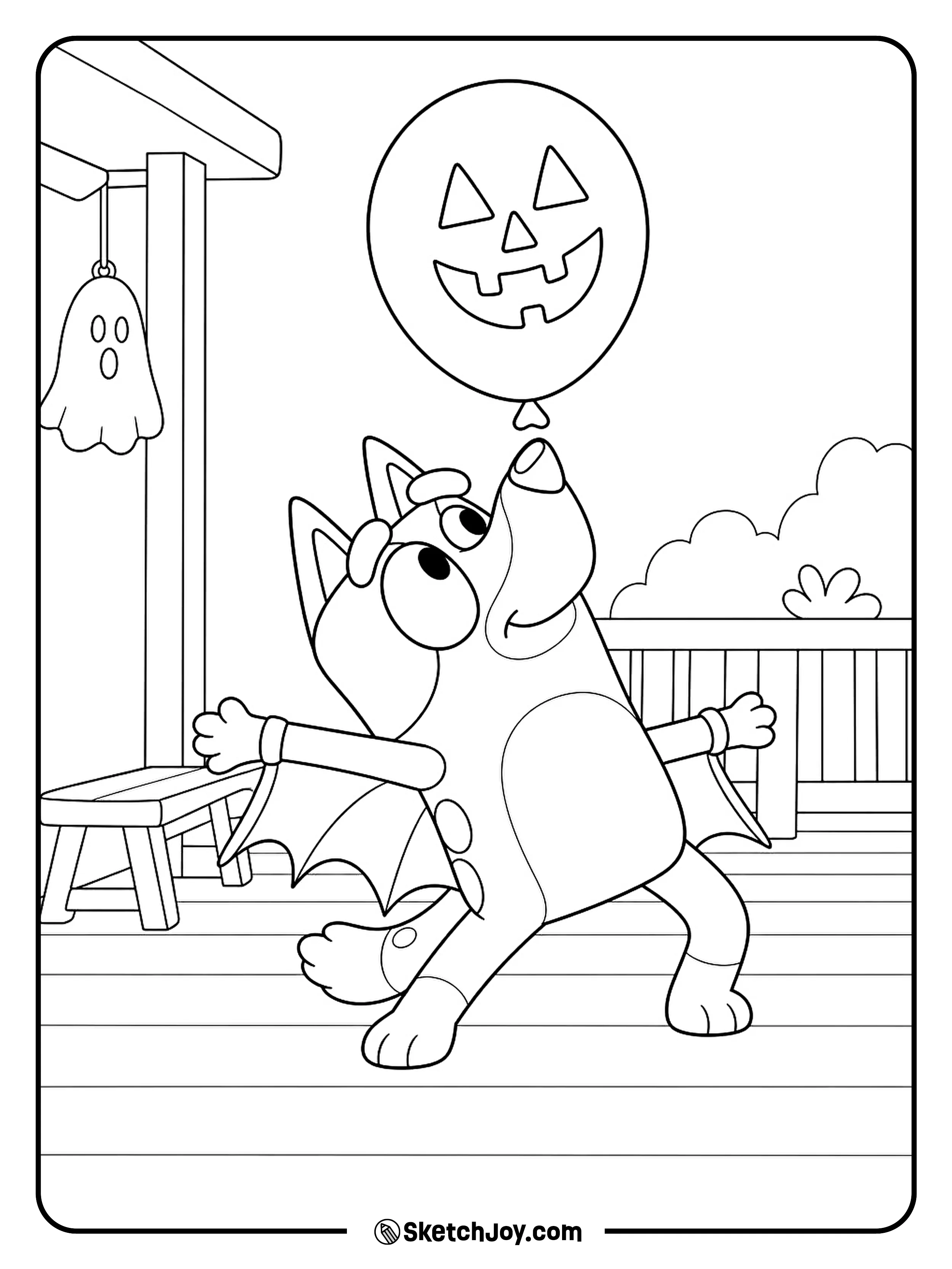 A balloon with a spooky grin turns a favorite game into Halloween fun.