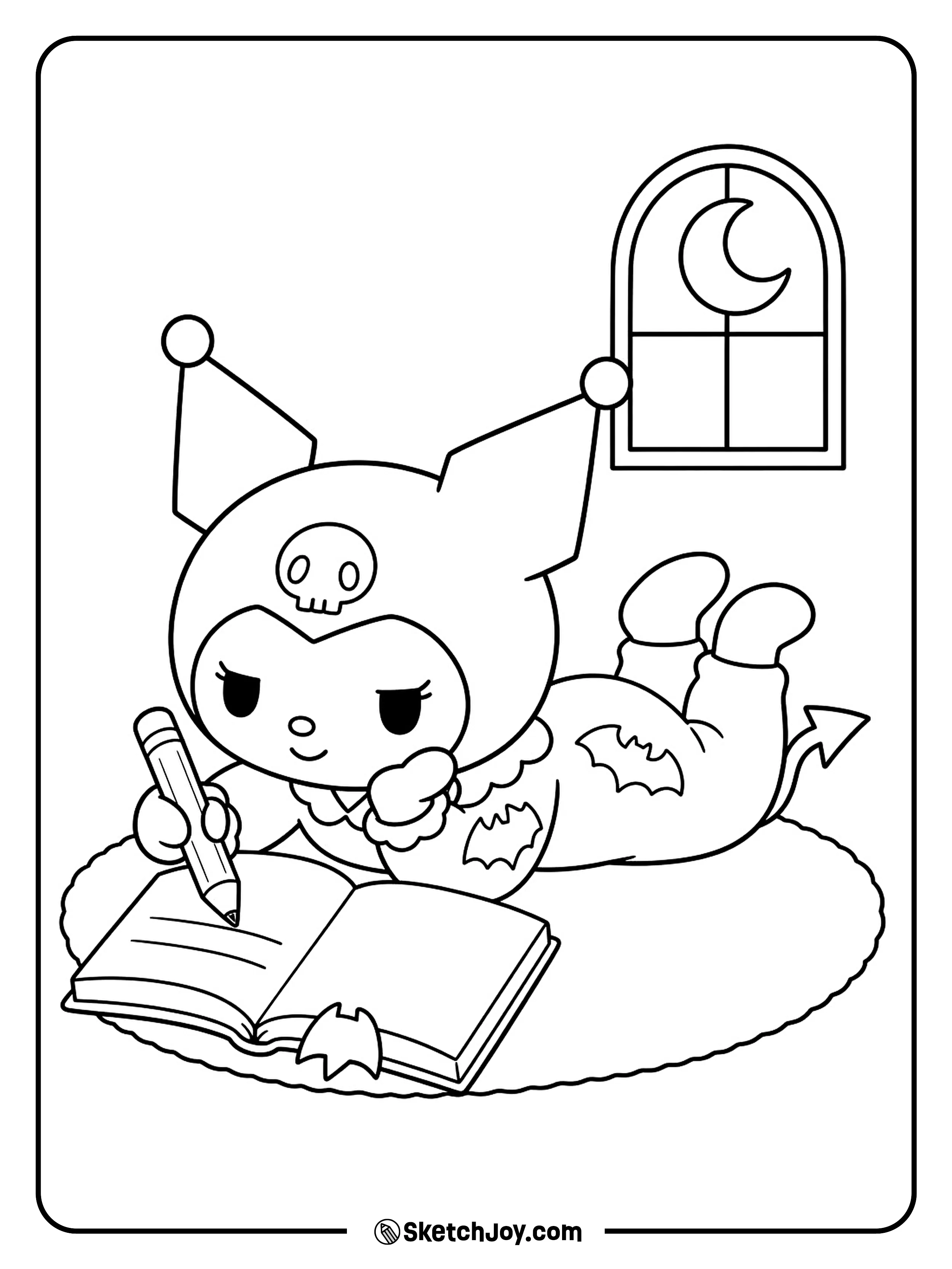A quiet diary break comes with a bat bookmark and a view of the moon.