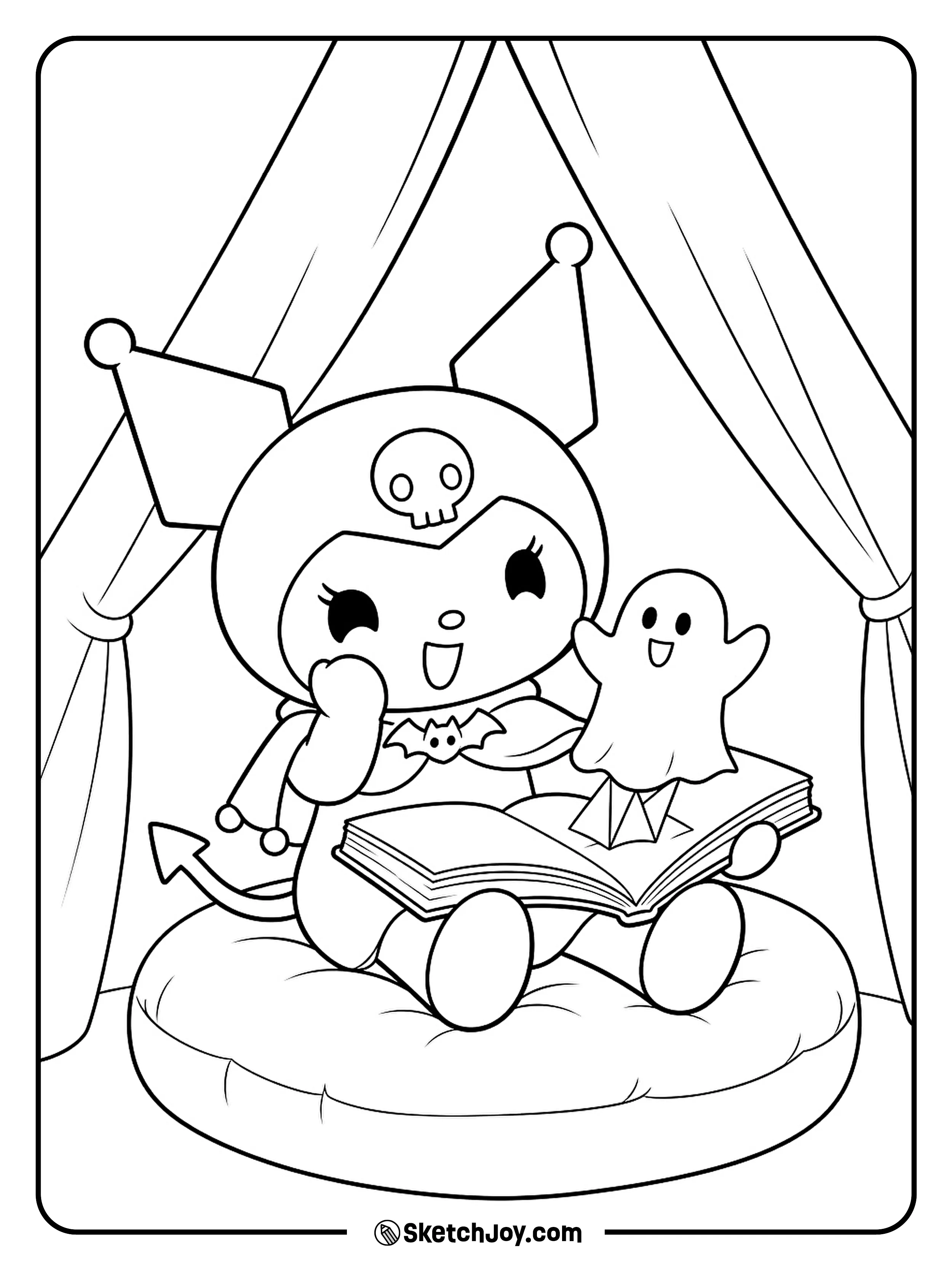 A paper ghost pops out of a storybook and gives its reader a funny surprise.