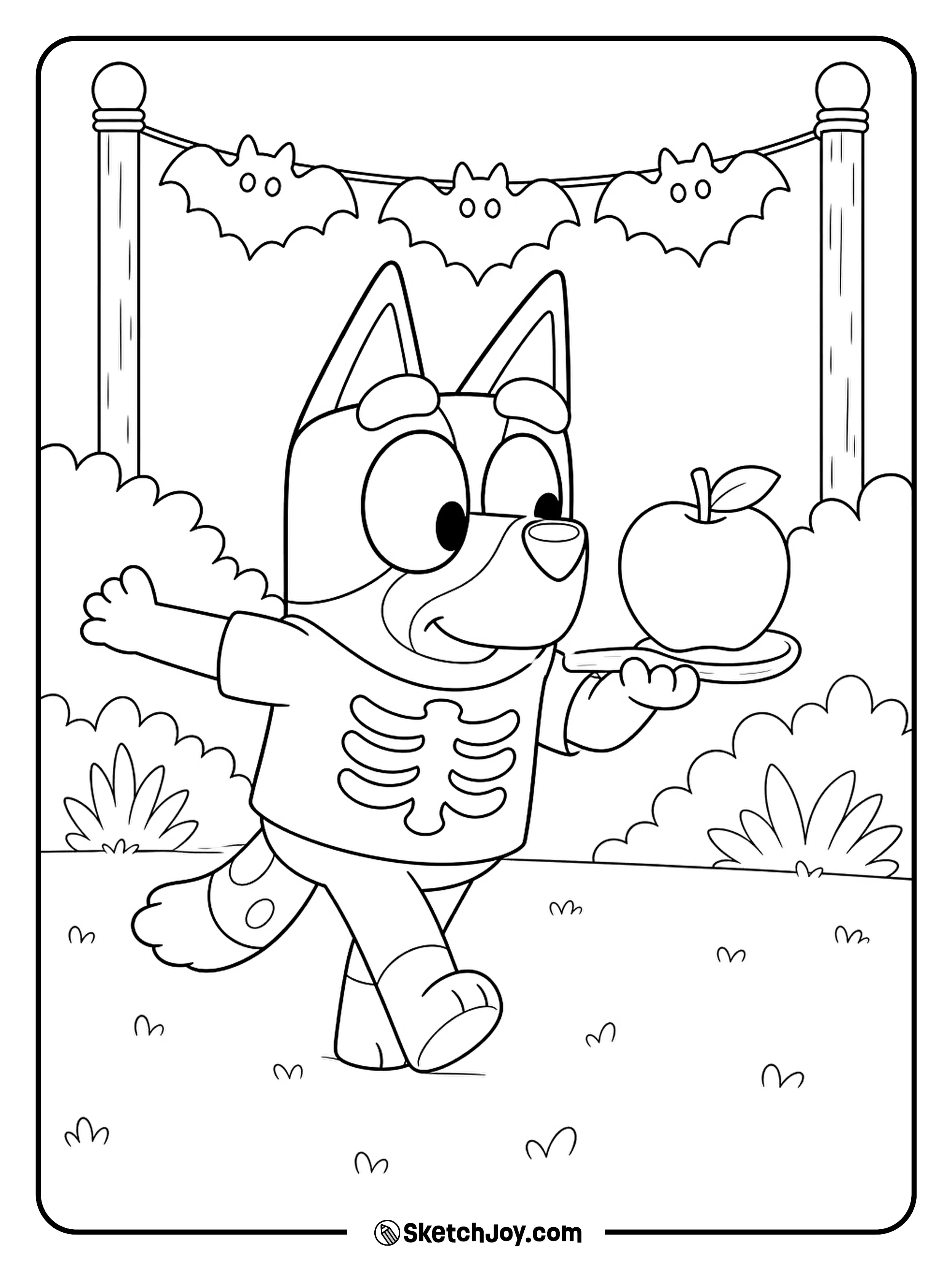 Slow, steady steps help keep one wobbly apple on its spoon.
